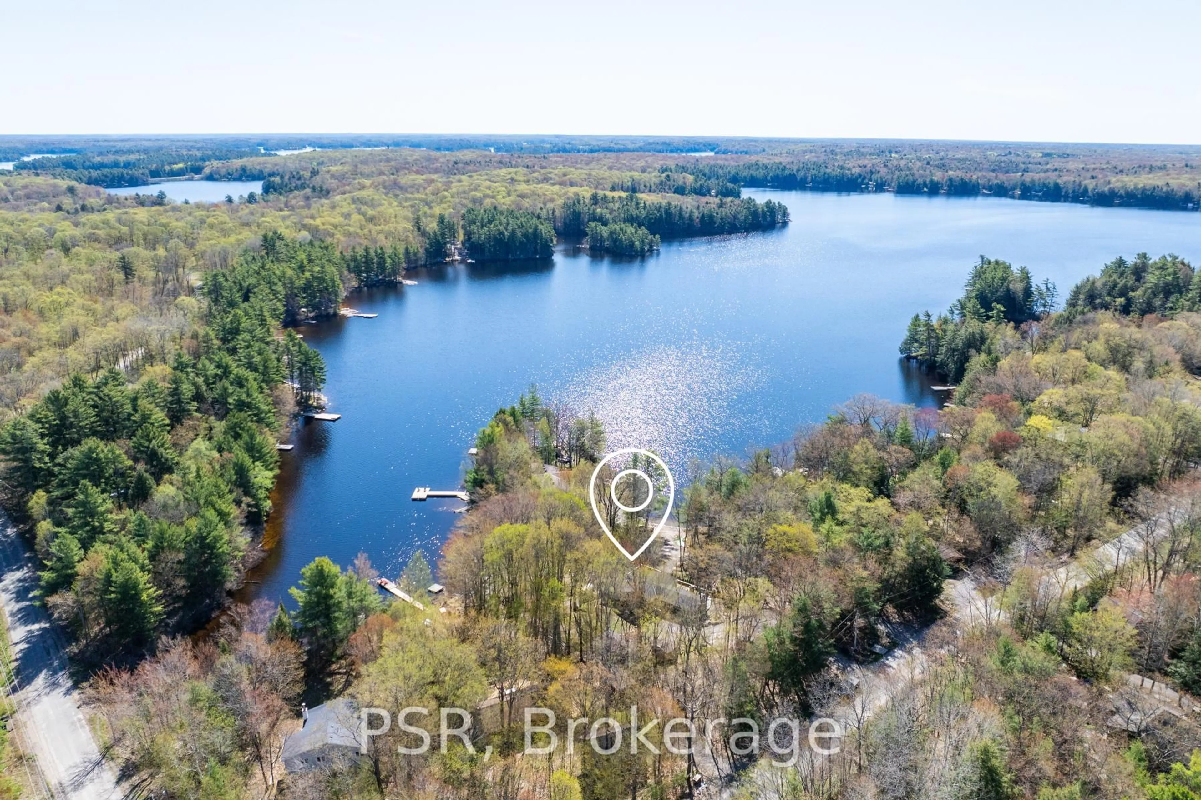 A pic from outside/outdoor area/front of a property/back of a property/a pic from drone, water/lake/river/ocean view for 281 Stewart Lake Rd, Georgian Bay Ontario P0C 1H0