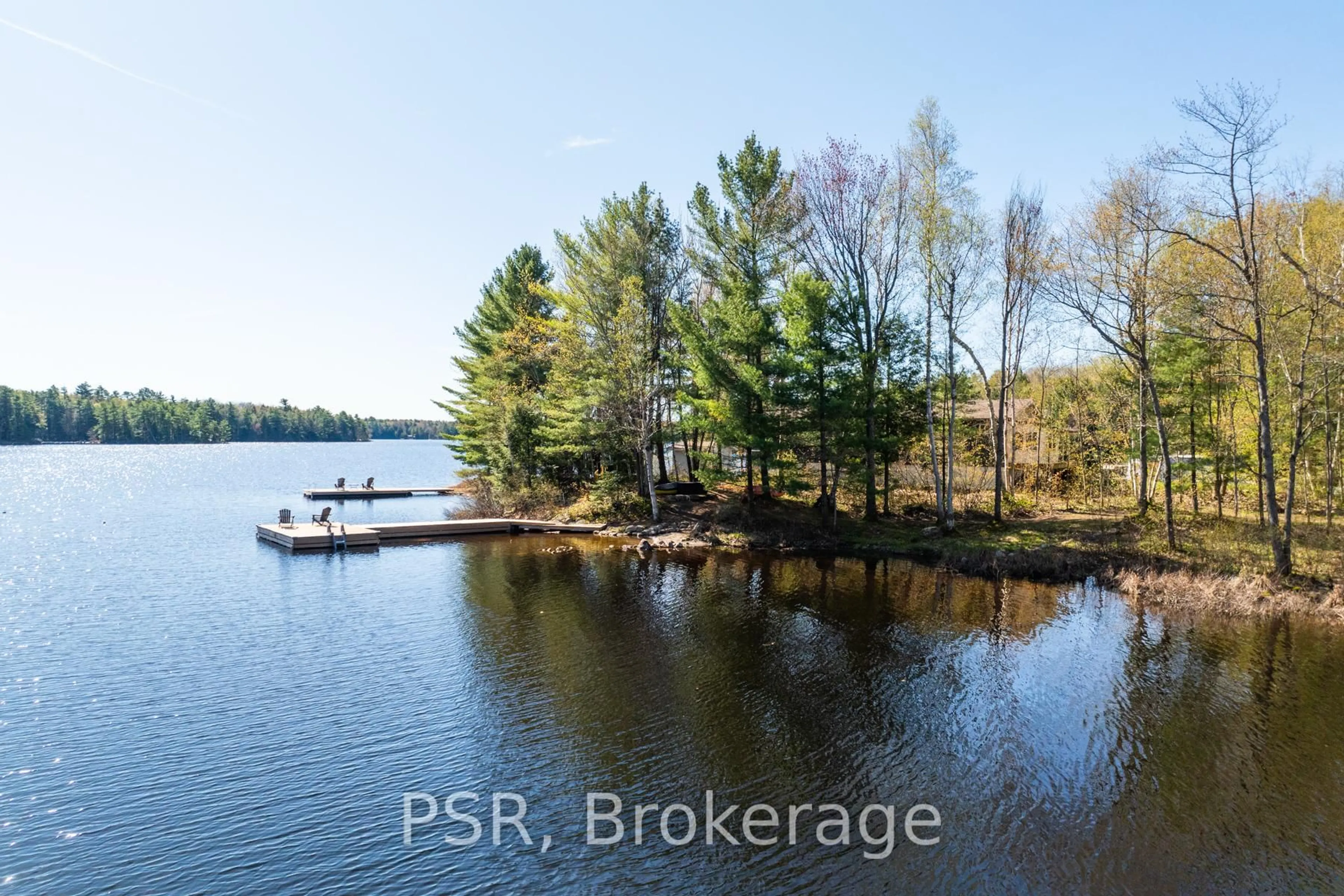 A pic from outside/outdoor area/front of a property/back of a property/a pic from drone, water/lake/river/ocean view for 281 Stewart Lake Rd, Georgian Bay Ontario P0C 1H0