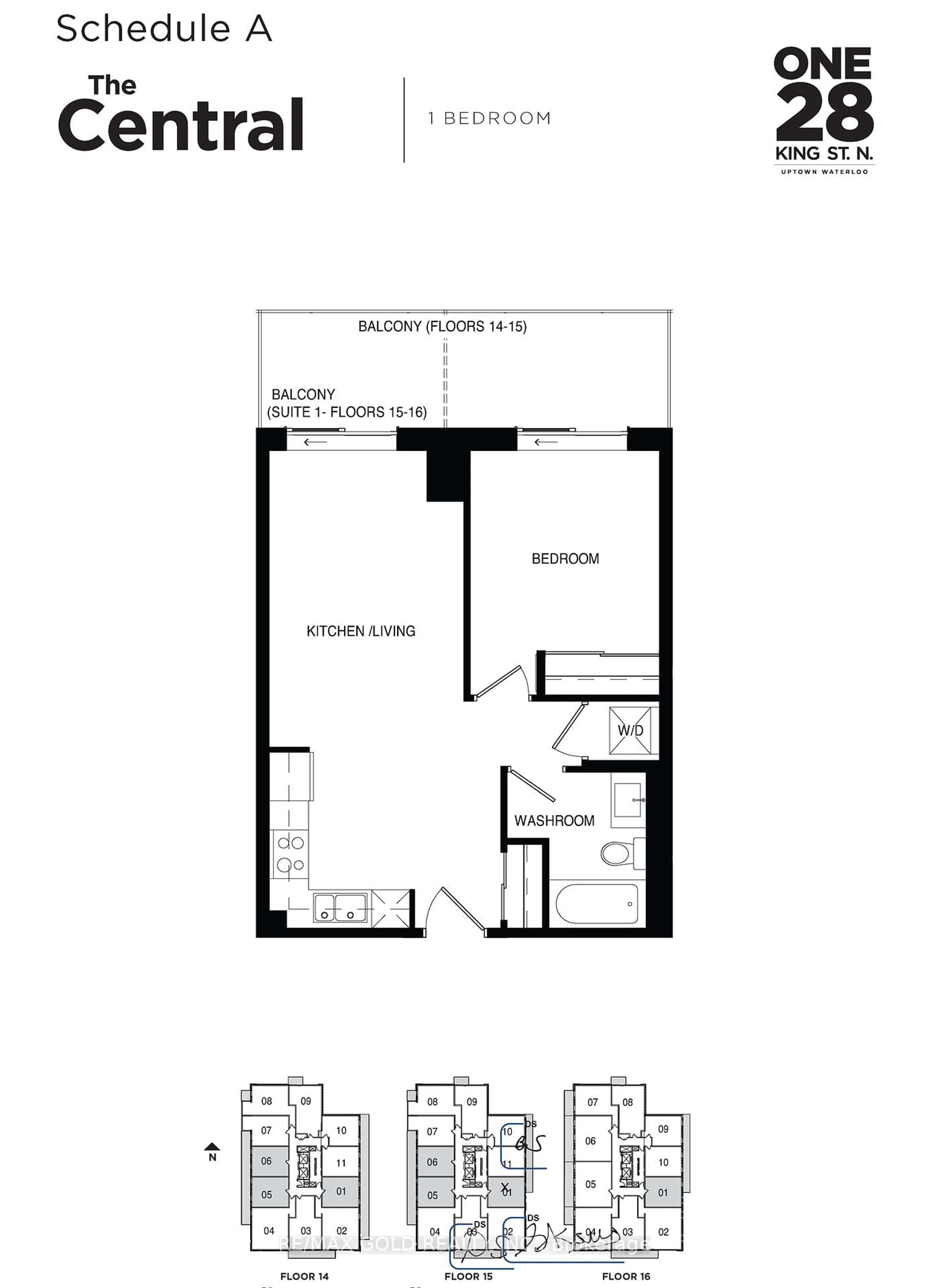 Floor plan for 128 King St #1501, Waterloo Ontario N2J 0E9
