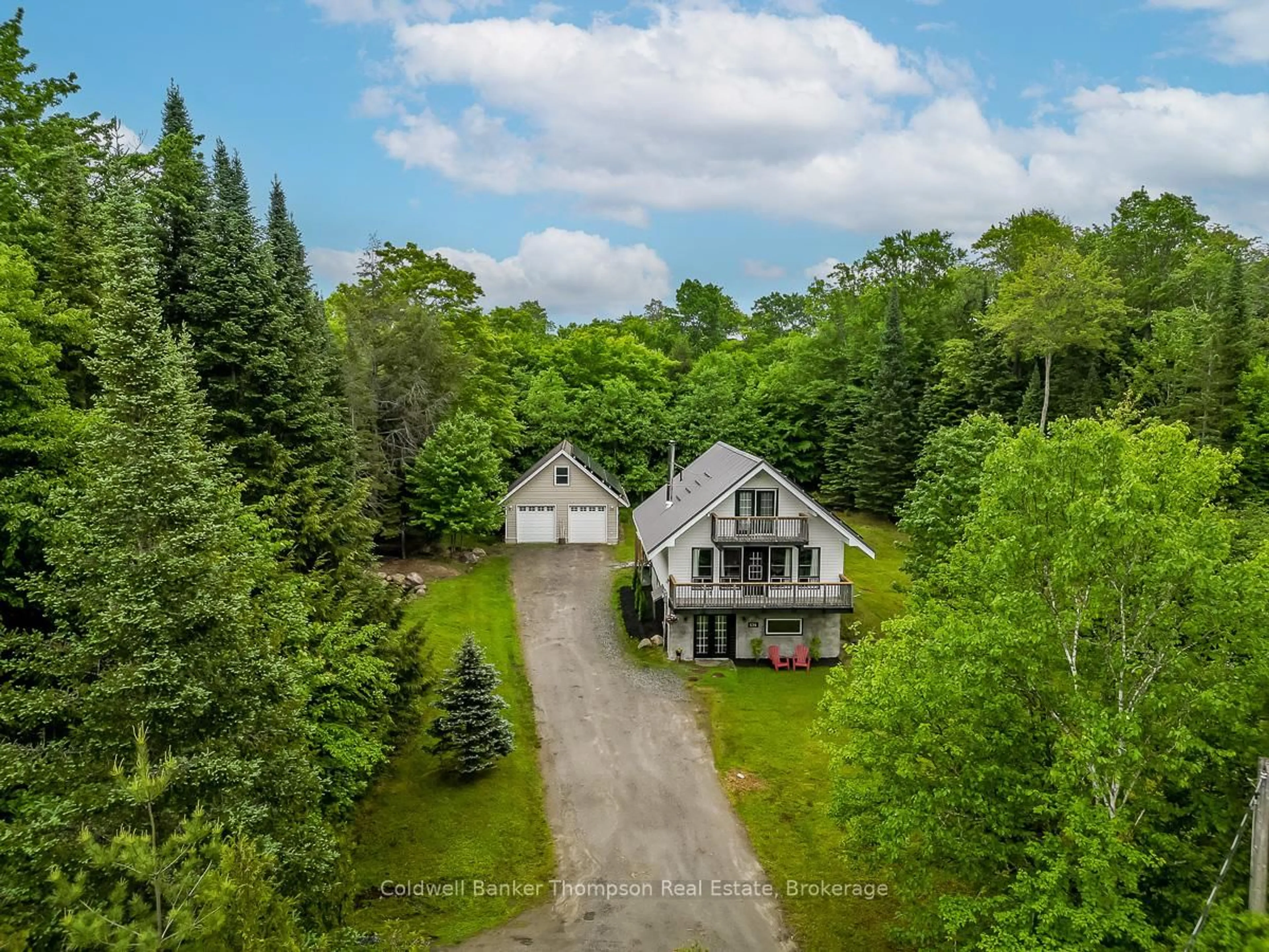 A pic from outside/outdoor area/front of a property/back of a property/a pic from drone, unknown for 579 South Waseosa Lake Rd, Huntsville Ontario P1H 2N5