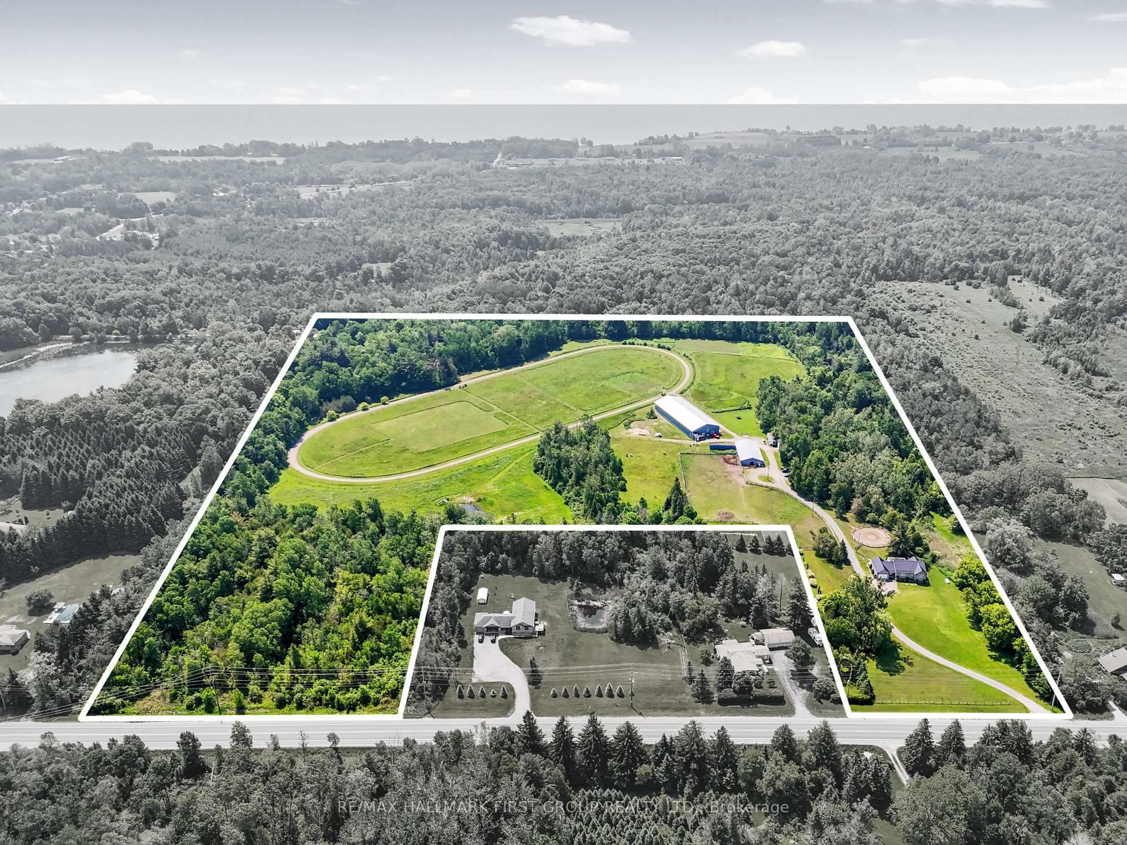 A pic from outside/outdoor area/front of a property/back of a property/a pic from drone, forest/trees view for 13715 County 2 Rd, Cramahe Ontario K0K 1S0