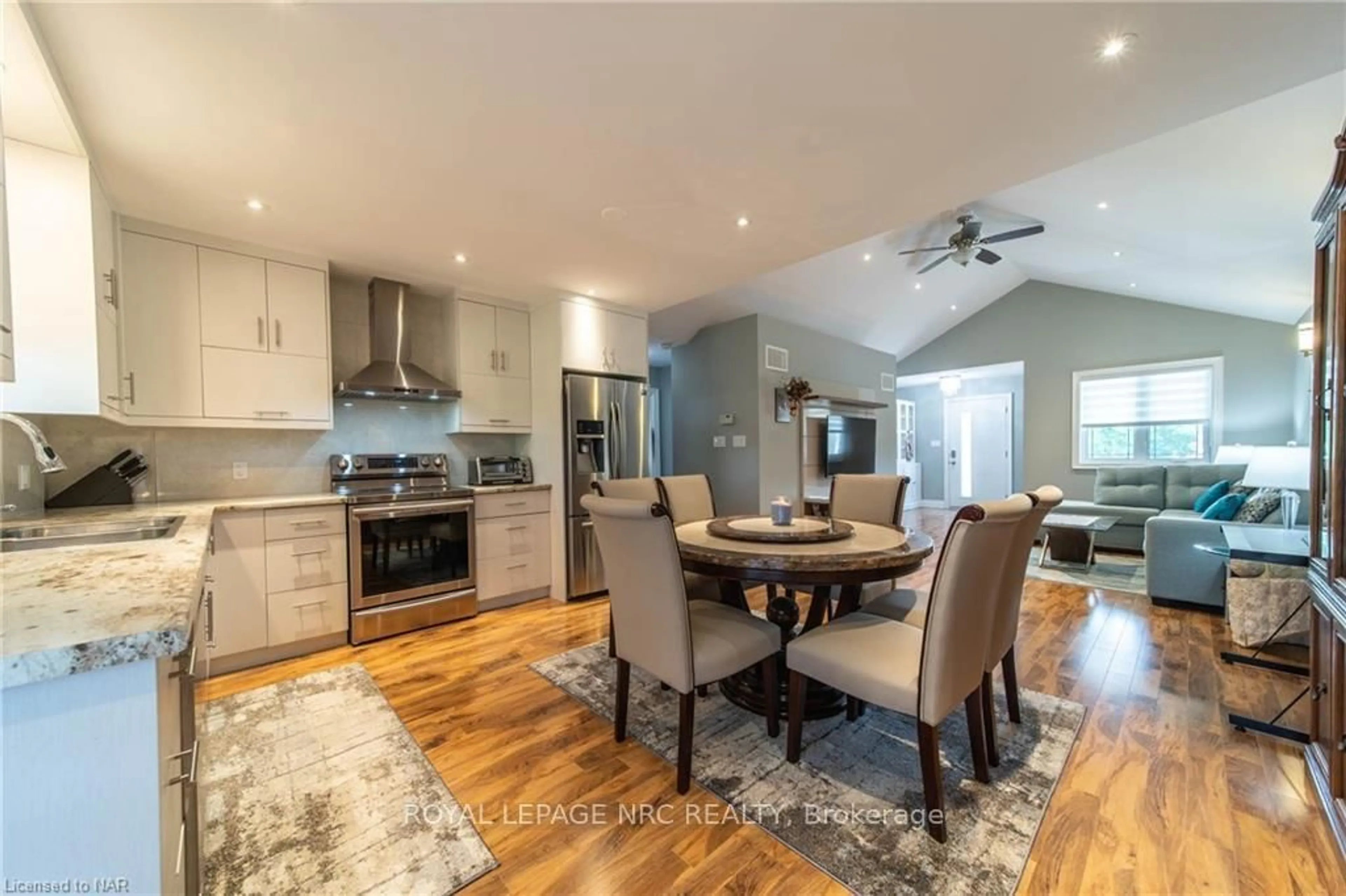 Open concept kitchen, wood/laminate floor for 2876 Highway 3, Port Colborne Ontario L3K 5V3