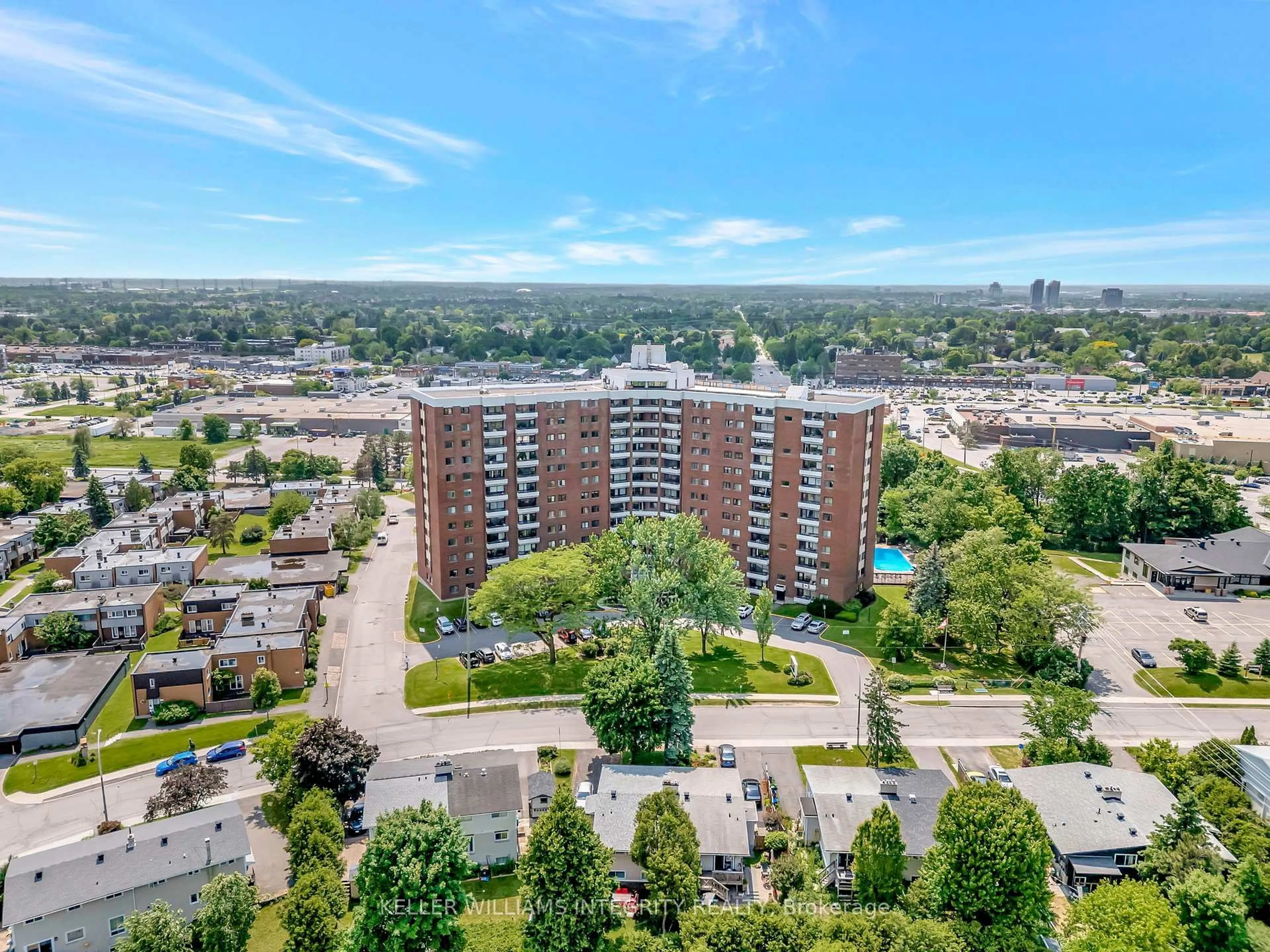 A pic from outside/outdoor area/front of a property/back of a property/a pic from drone, city buildings view from balcony for 20 Chesterton Dr #504, Ottawa Ontario K2E 6Z7