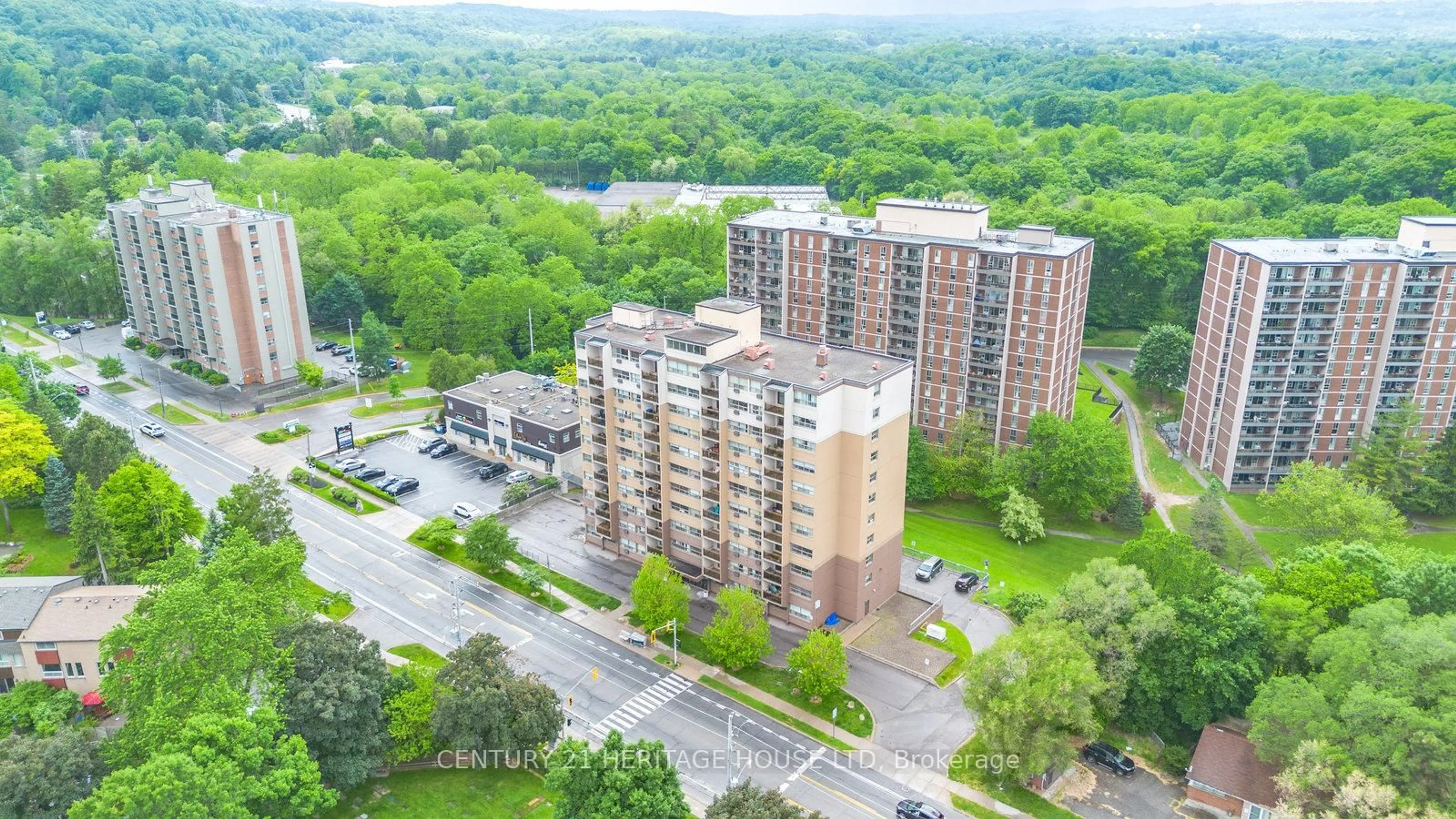 A pic from outside/outdoor area/front of a property/back of a property/a pic from drone, city buildings view from balcony for 1950 Main St #408, Hamilton Ontario L8S 4M9