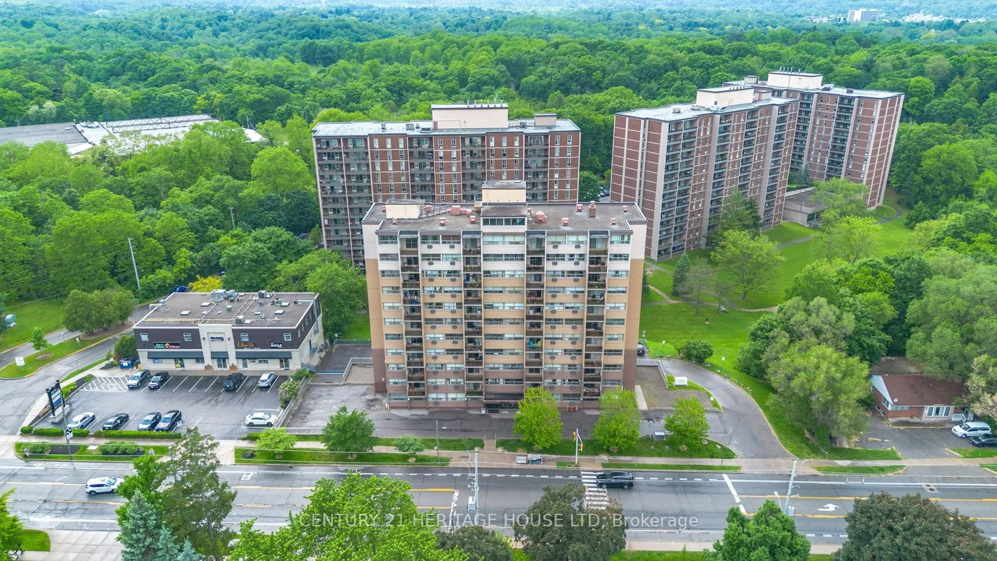A pic from outside/outdoor area/front of a property/back of a property/a pic from drone, city buildings view from balcony for 1950 Main St #408, Hamilton Ontario L8S 4M9