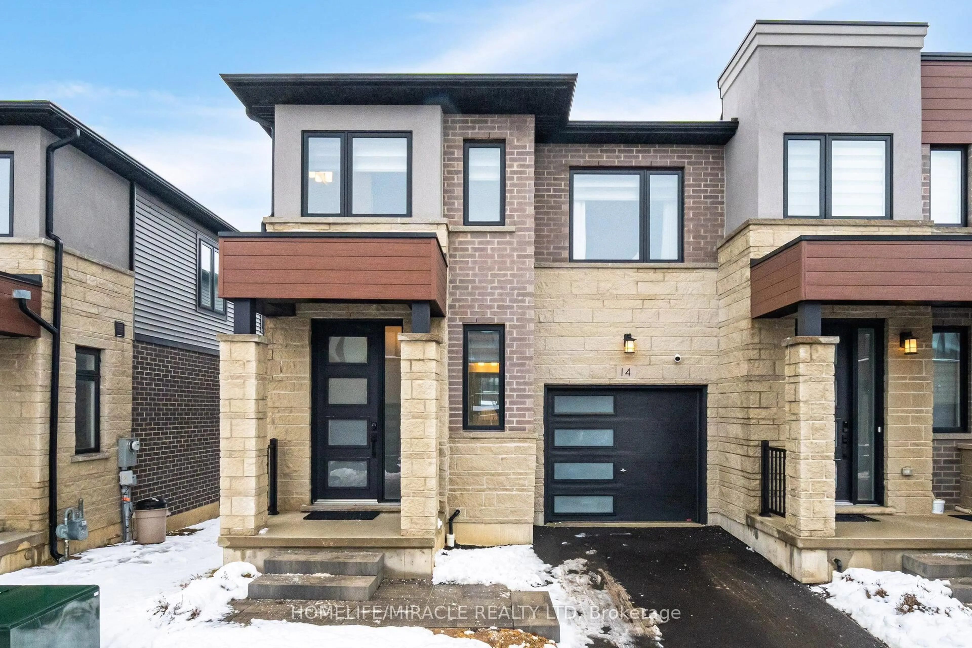 Home with brick exterior material, street for 14 Southam Lane, Hamilton Ontario L9C 0E9
