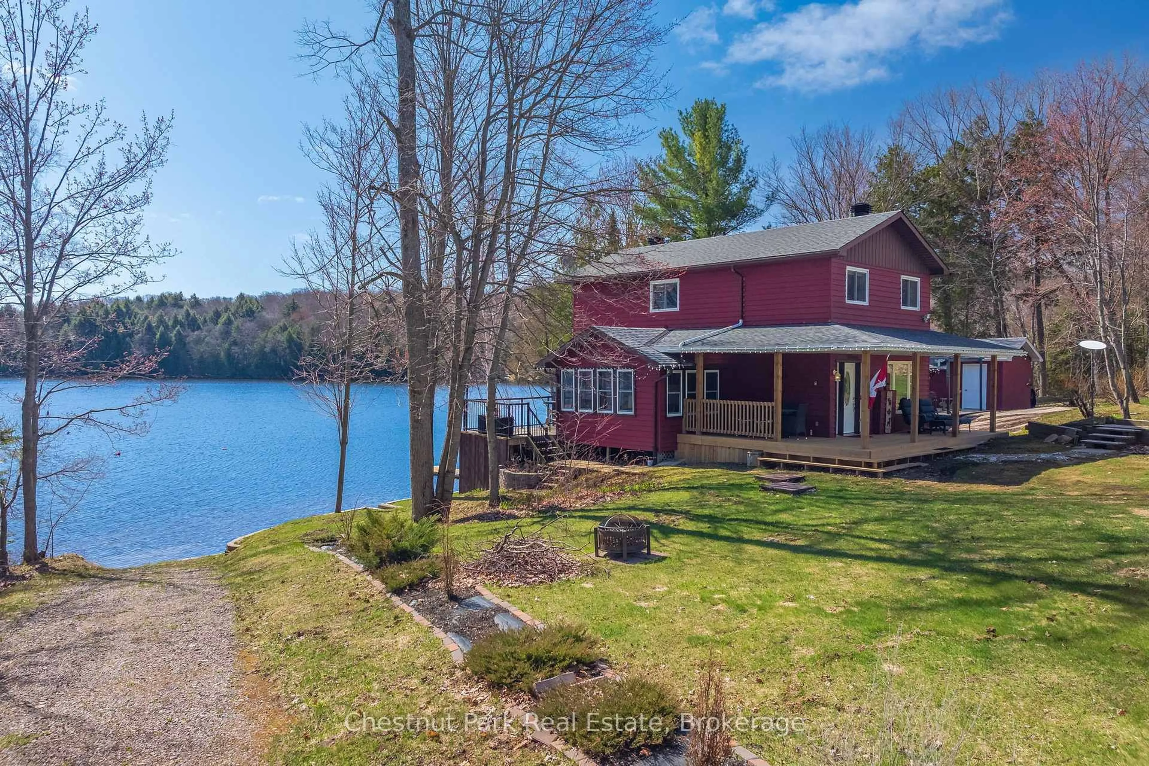 A pic from outside/outdoor area/front of a property/back of a property/a pic from drone, water/lake/river/ocean view for 17 SUNRISE Lane, Nipissing Ontario P0H 1Z0