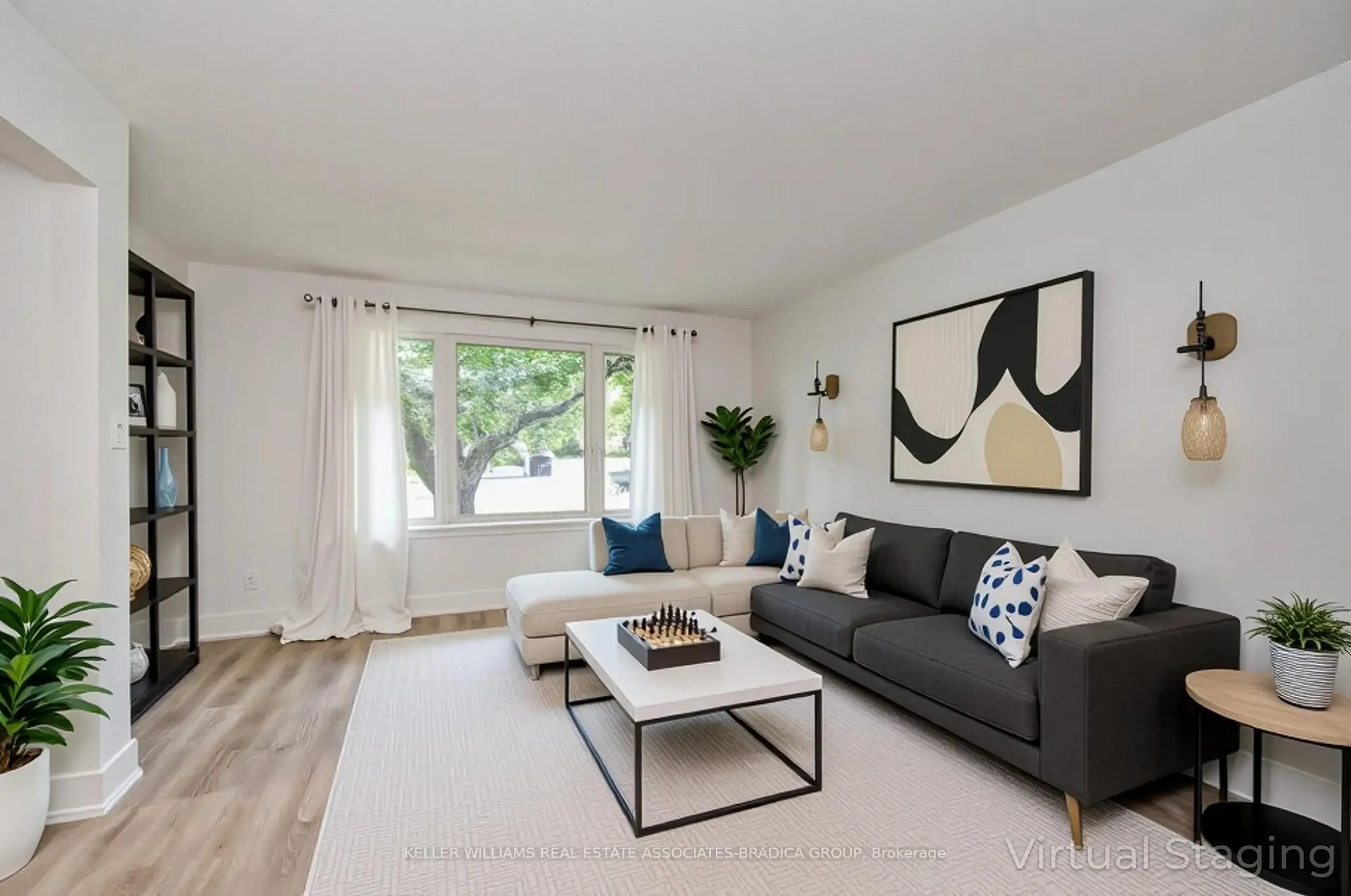 Living room with furniture, wood/laminate floor for 354 Southill Dr, Kitchener Ontario N2A 2R1