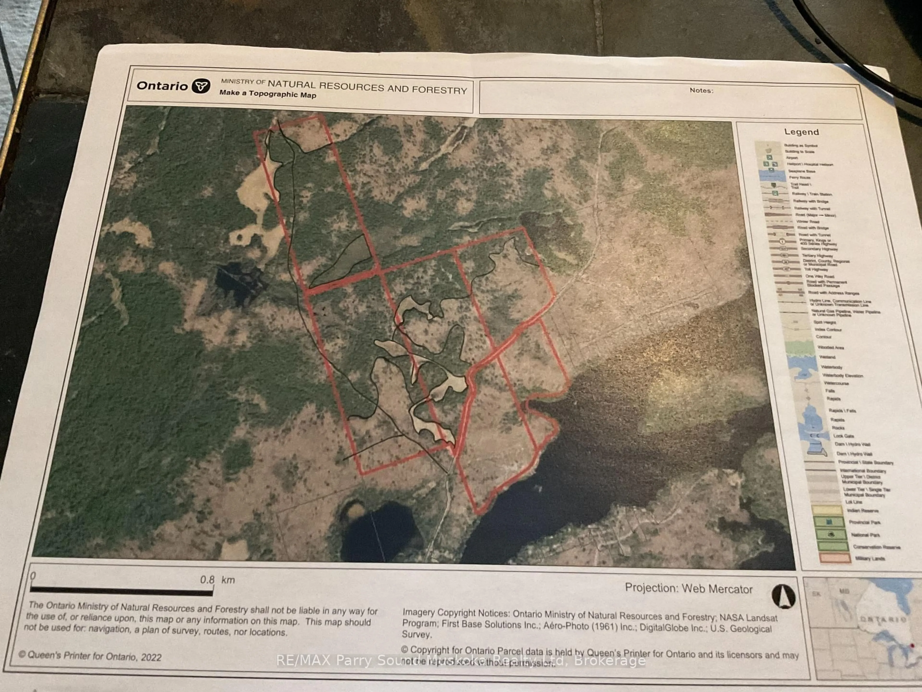 Picture of a map for 1990 North Rd, Parry Sound Remote Area Ontario P0H 1S0