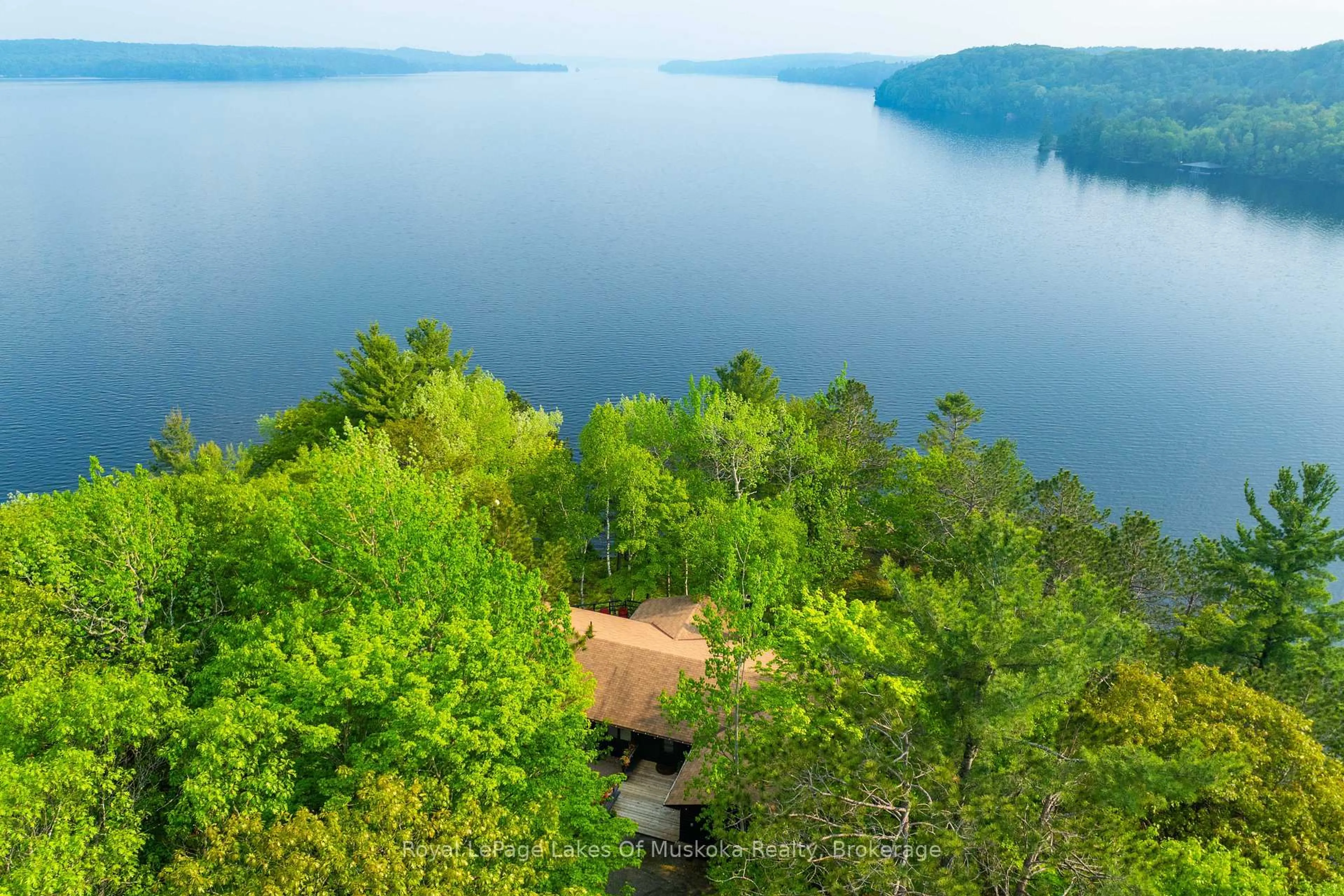 A pic from outside/outdoor area/front of a property/back of a property/a pic from drone, water/lake/river/ocean view for 1162-2 Osborne Point Rd, Lake of Bays Ontario P0H 0A9