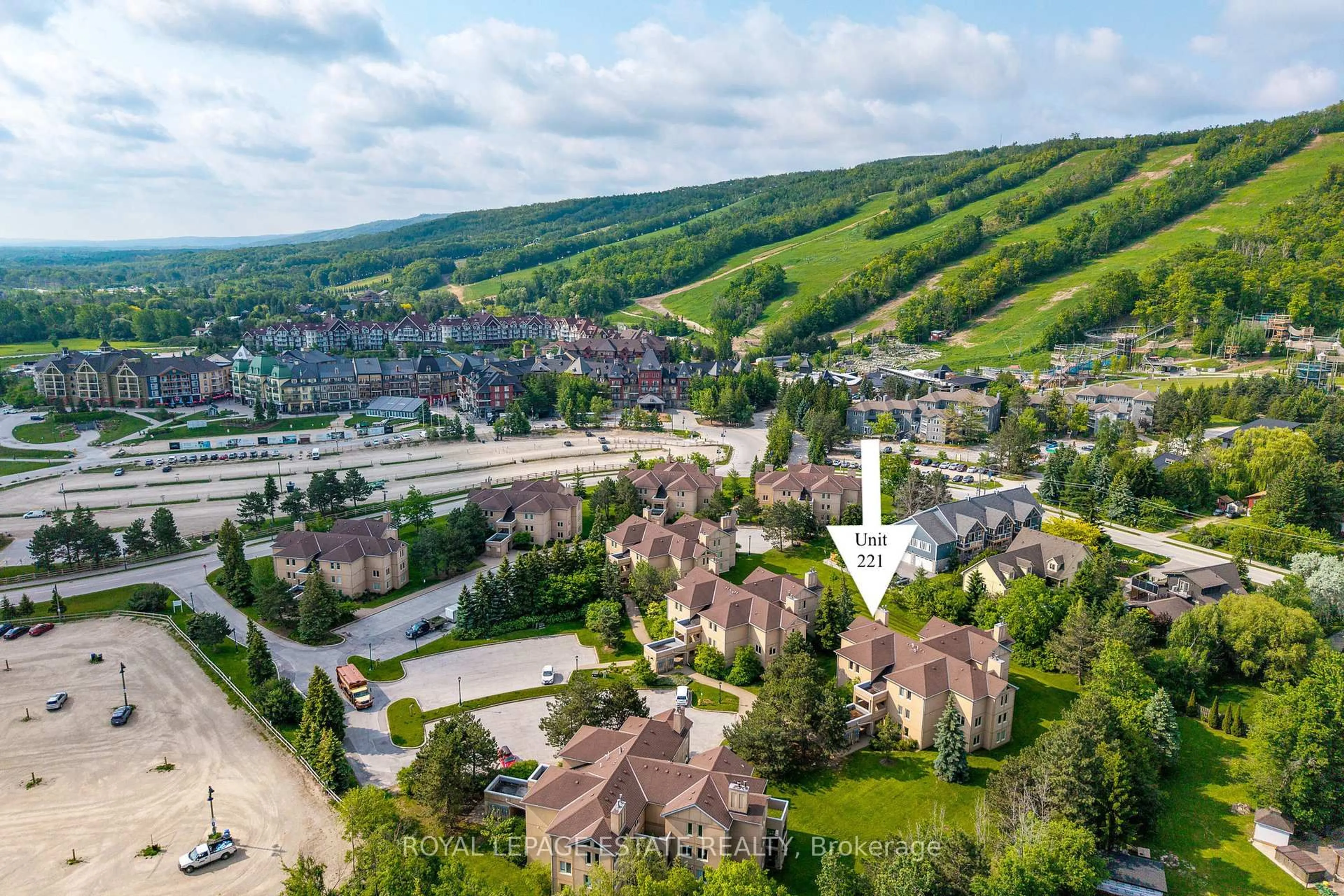 A pic from outside/outdoor area/front of a property/back of a property/a pic from drone, mountain view for 169 Jozo Weider Blvd #221, Blue Mountains Ontario L9Y 0P7