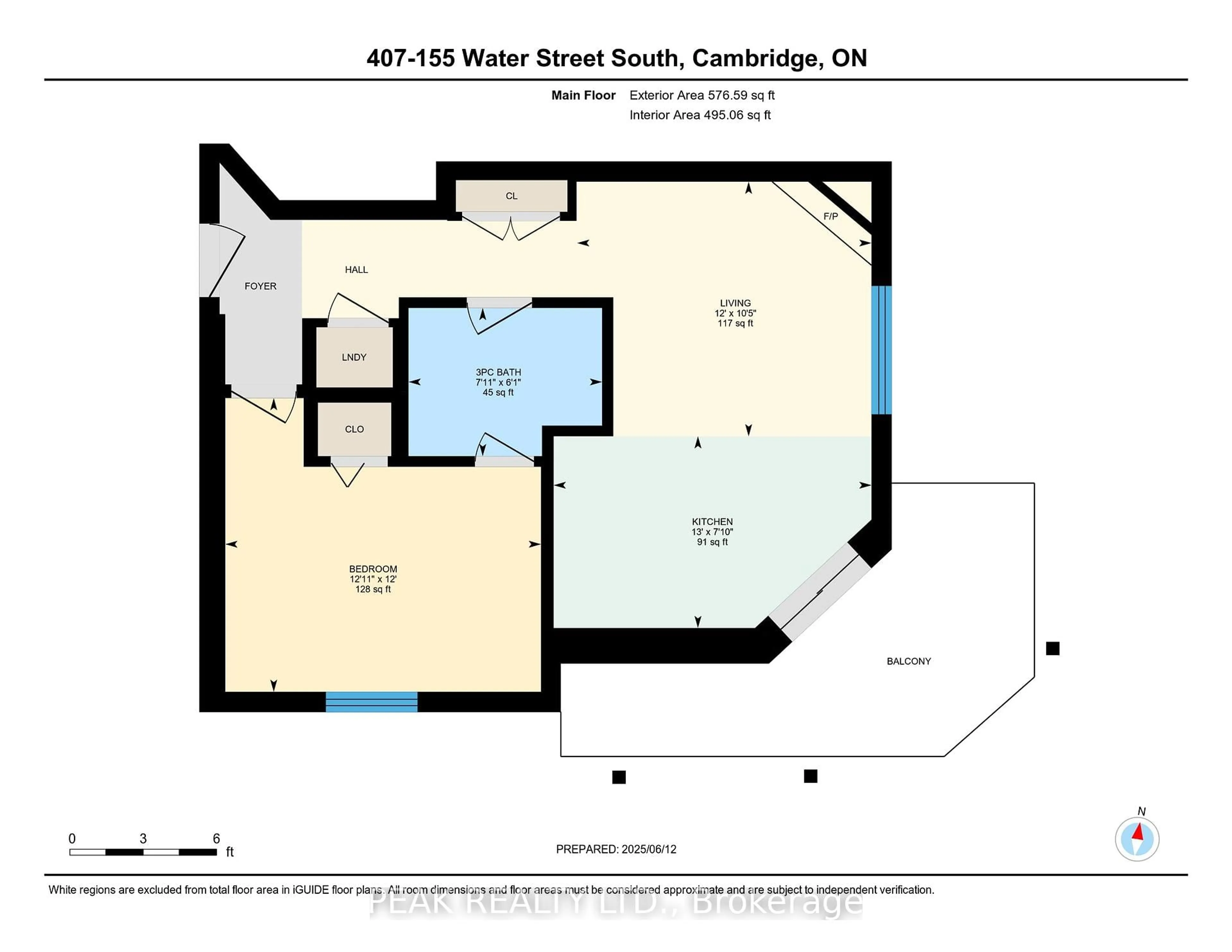 Floor plan for 155 Water St #407, Cambridge Ontario N1R 3E3