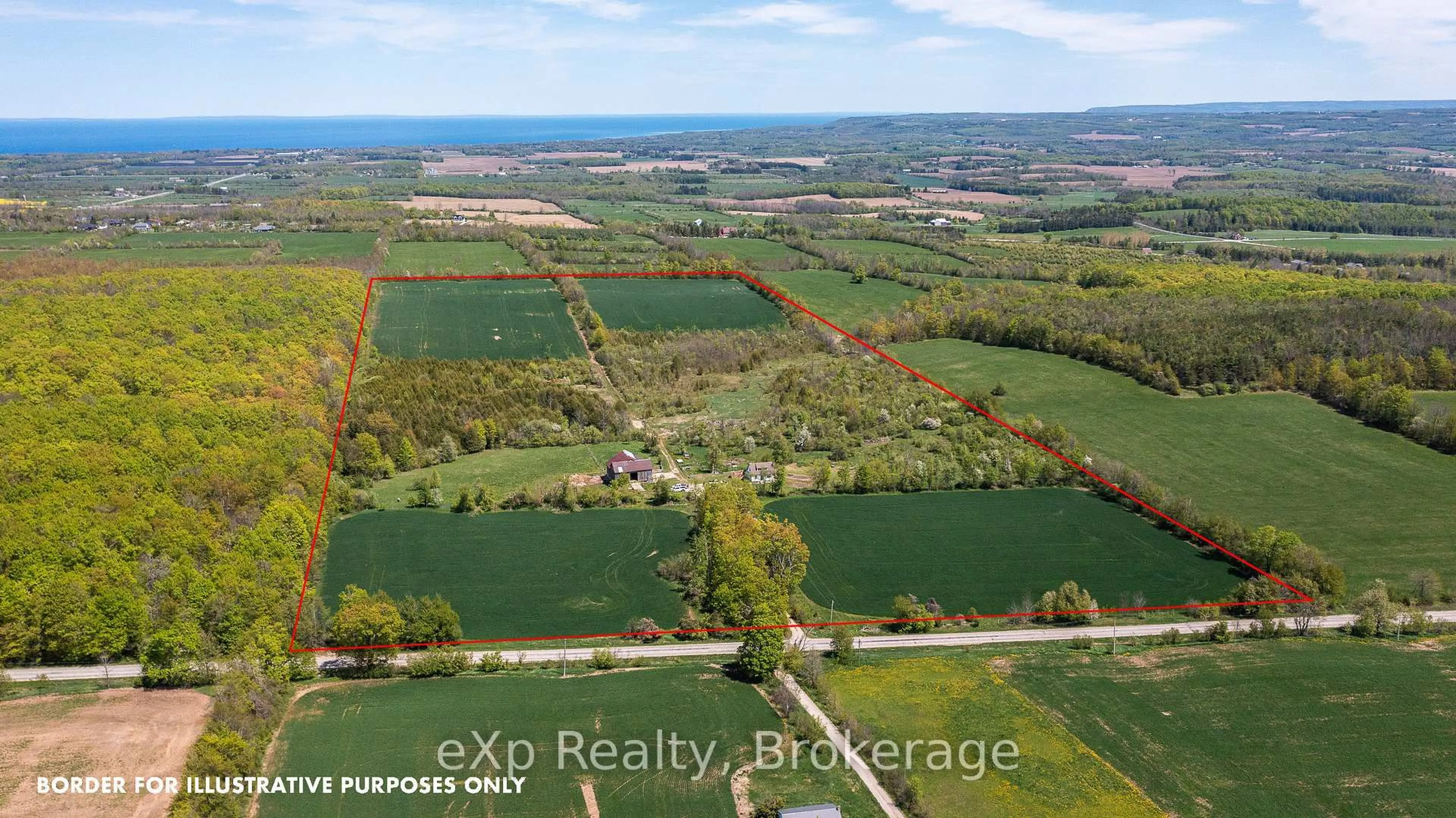 A pic from outside/outdoor area/front of a property/back of a property/a pic from drone, water/lake/river/ocean view for 58111 12th Line, Meaford Ontario N4L 1W5