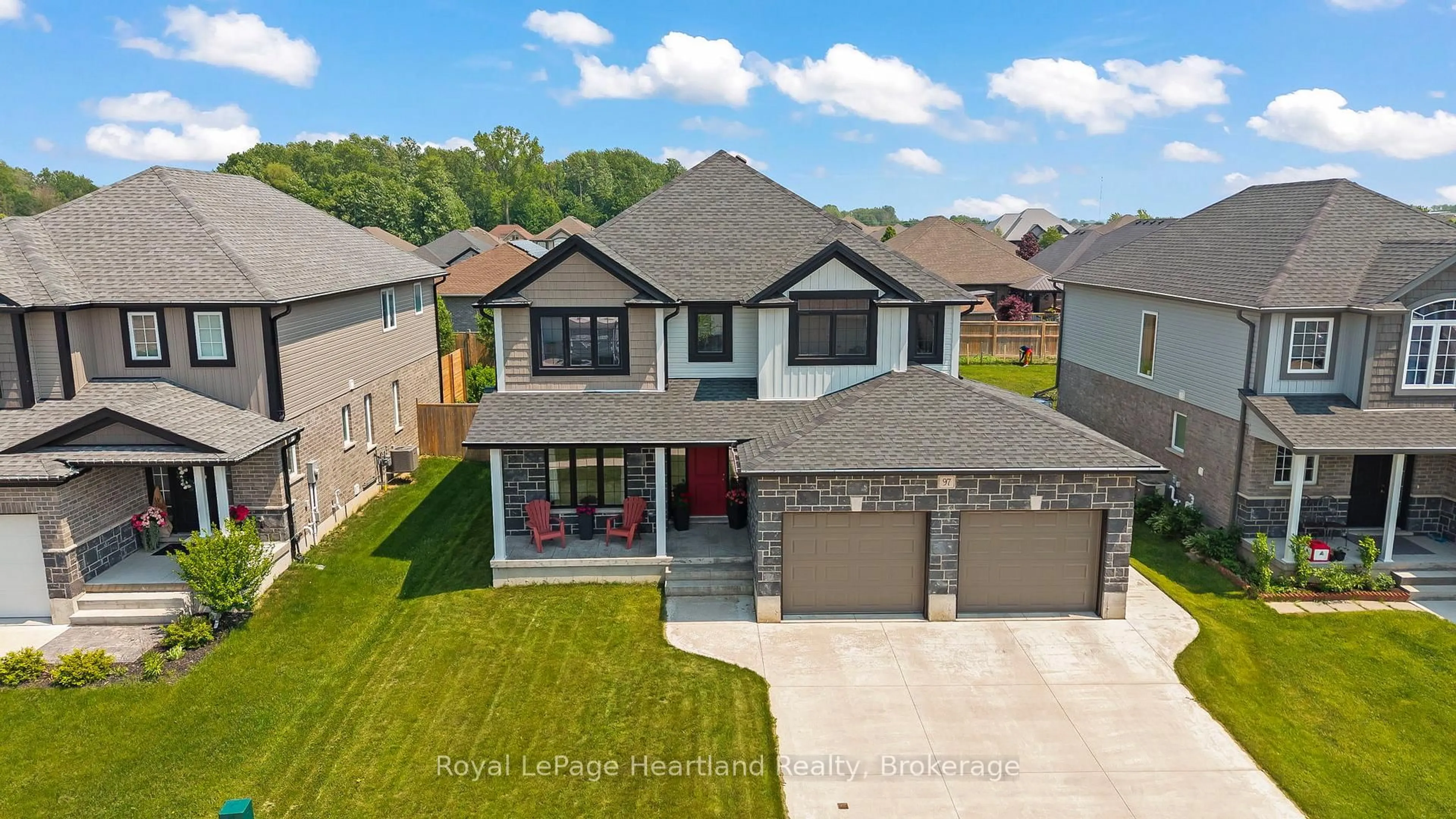 A pic from outside/outdoor area/front of a property/back of a property/a pic from drone, street for 97 Forbes Cres, North Perth Ontario N4W 0B4