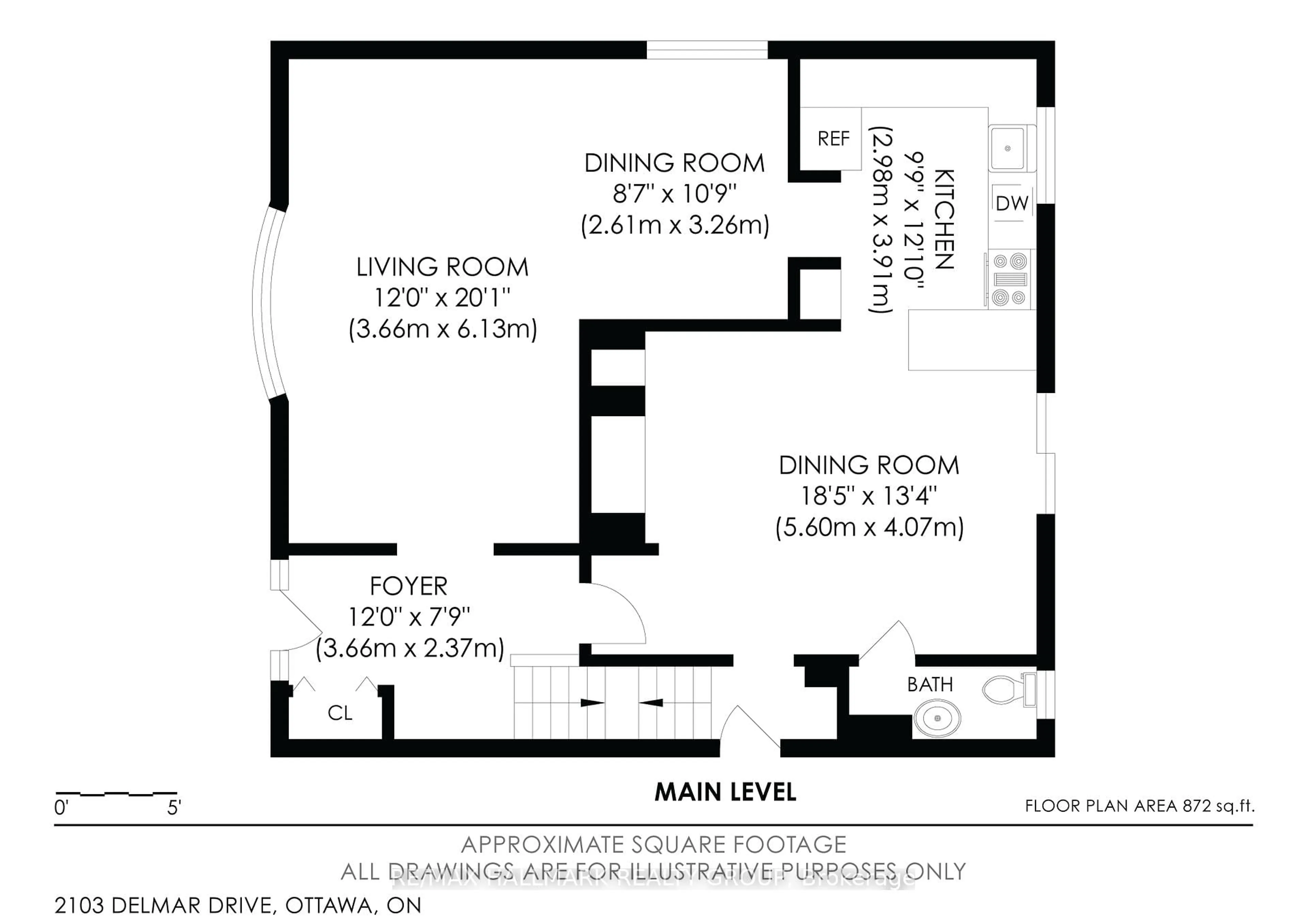 Floor plan for 2103 Delmar Dr, Ottawa Ontario K1H 5P6