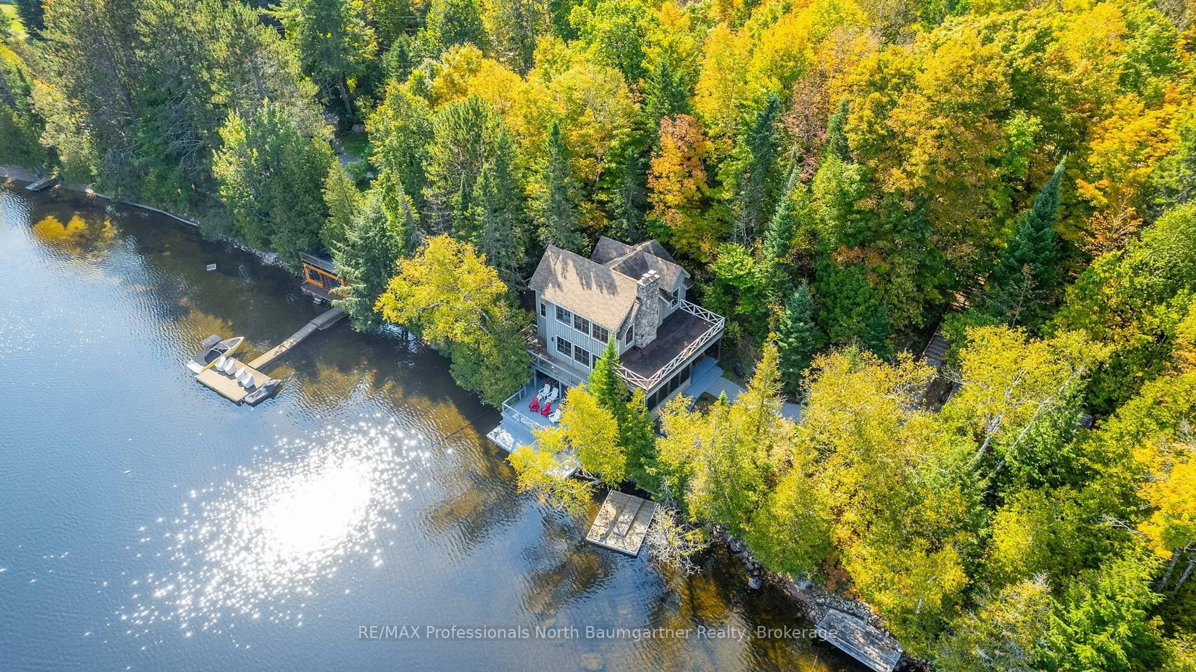 A pic from outside/outdoor area/front of a property/back of a property/a pic from drone, water/lake/river/ocean view for 2455 BLAIRHAMPTON Rd, Minden Hills Ontario K0M 2K0