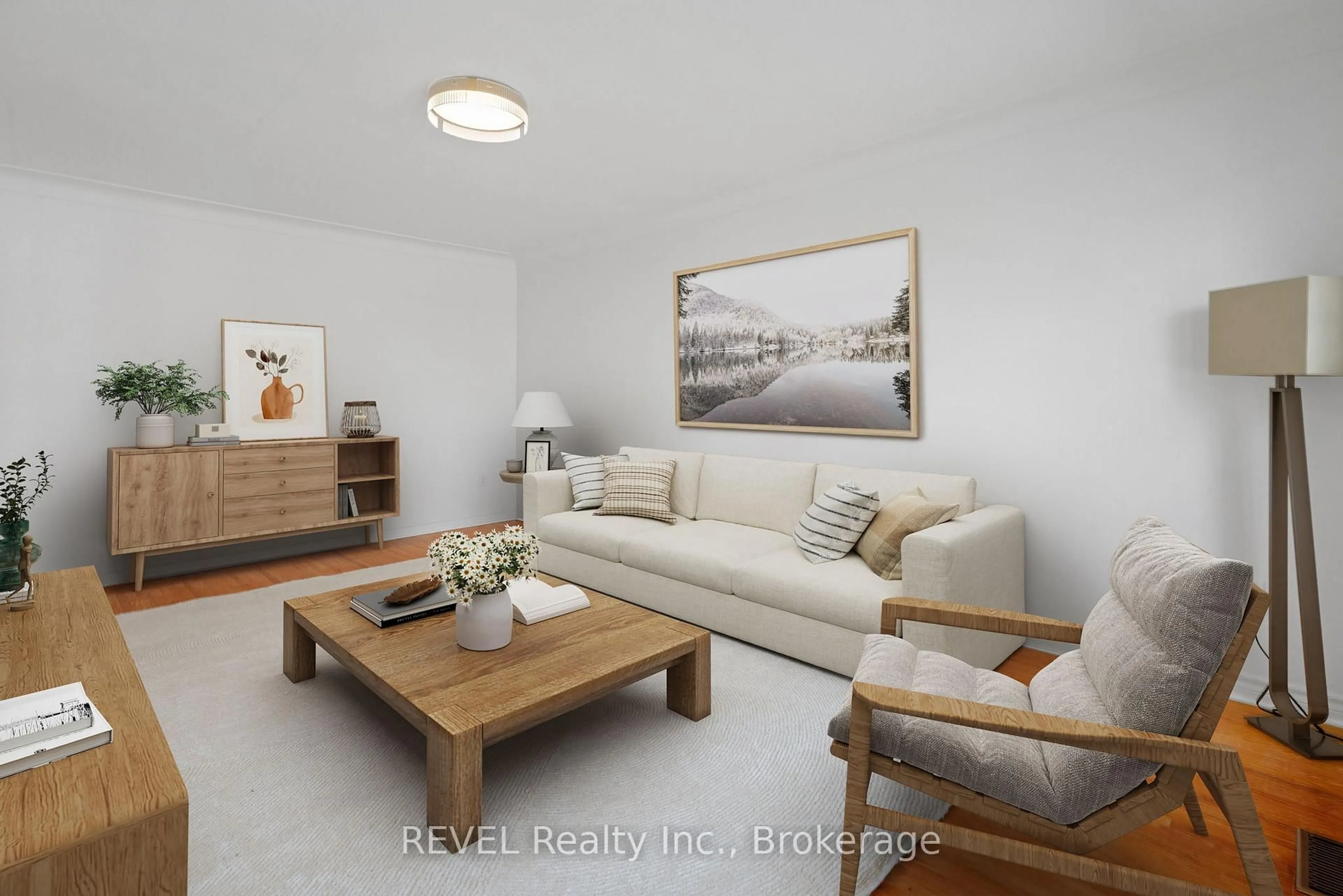 Living room with furniture, wood/laminate floor for 62 St George St, St. Catharines Ontario L2M 5P6