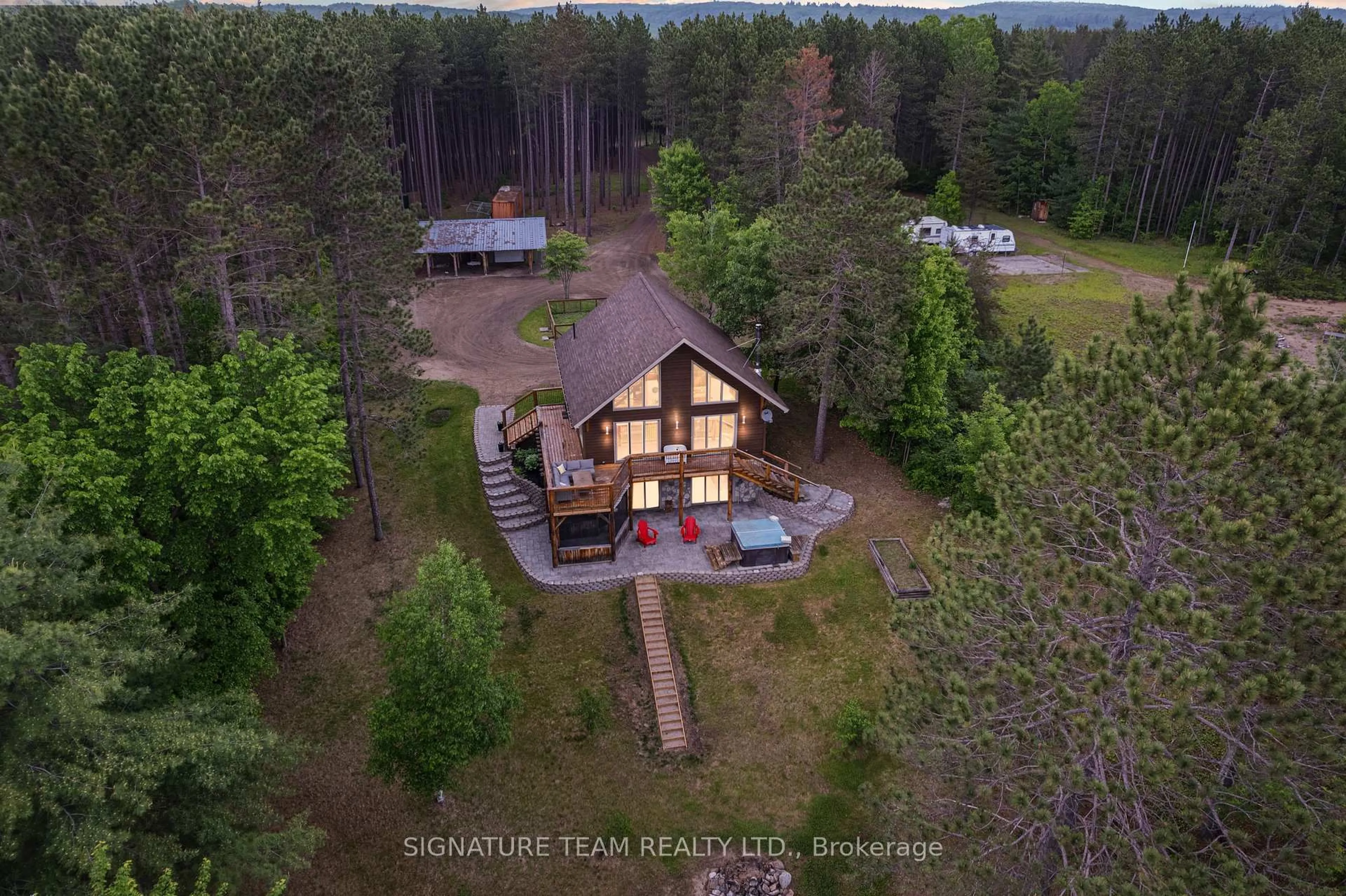A pic from outside/outdoor area/front of a property/back of a property/a pic from drone, mountain view for 65b Recoskie Lane, Killaloe Ontario K0J 2A0