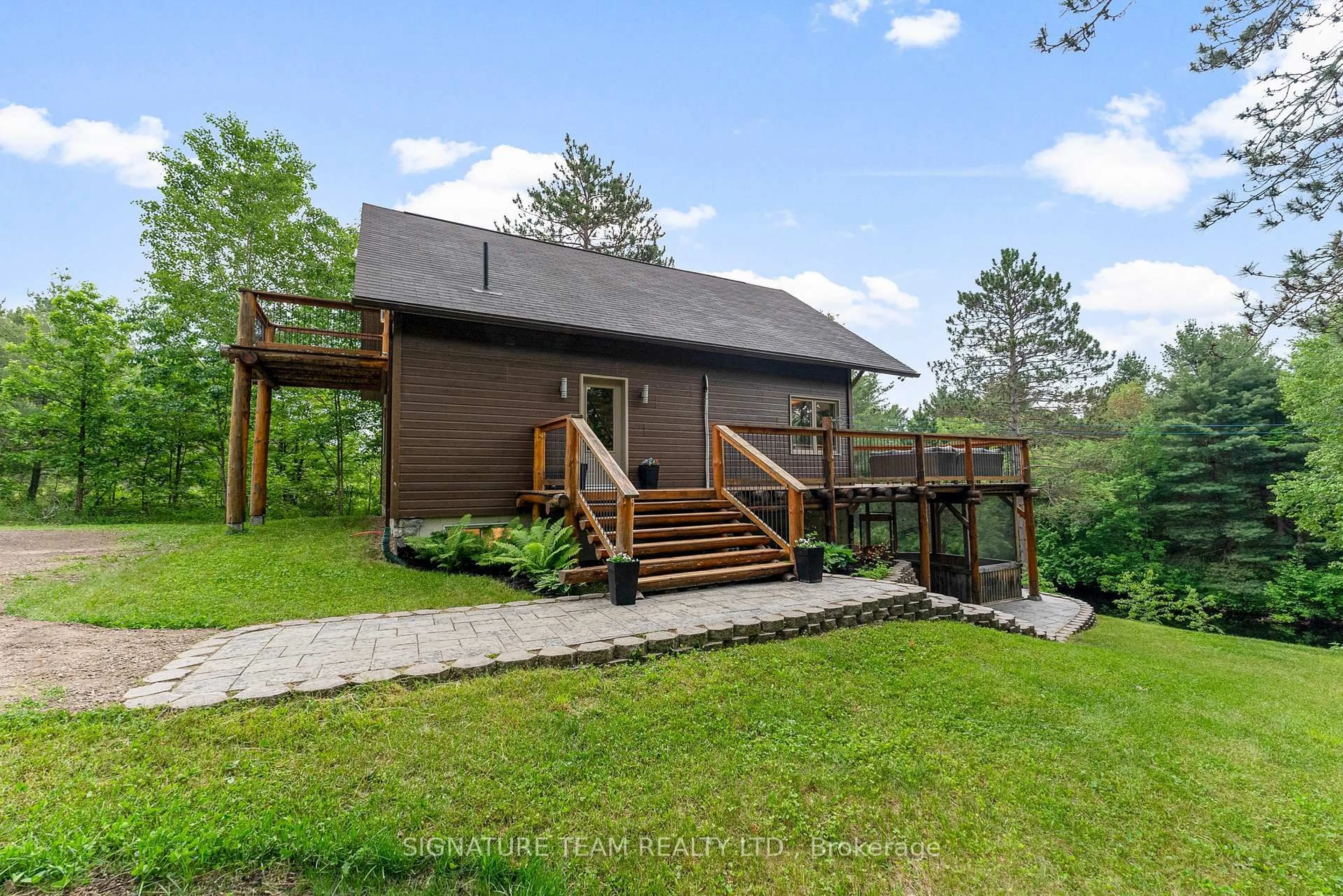 A pic from outside/outdoor area/front of a property/back of a property/a pic from drone, water/lake/river/ocean view for 65b Recoskie Lane, Killaloe Ontario K0J 2A0