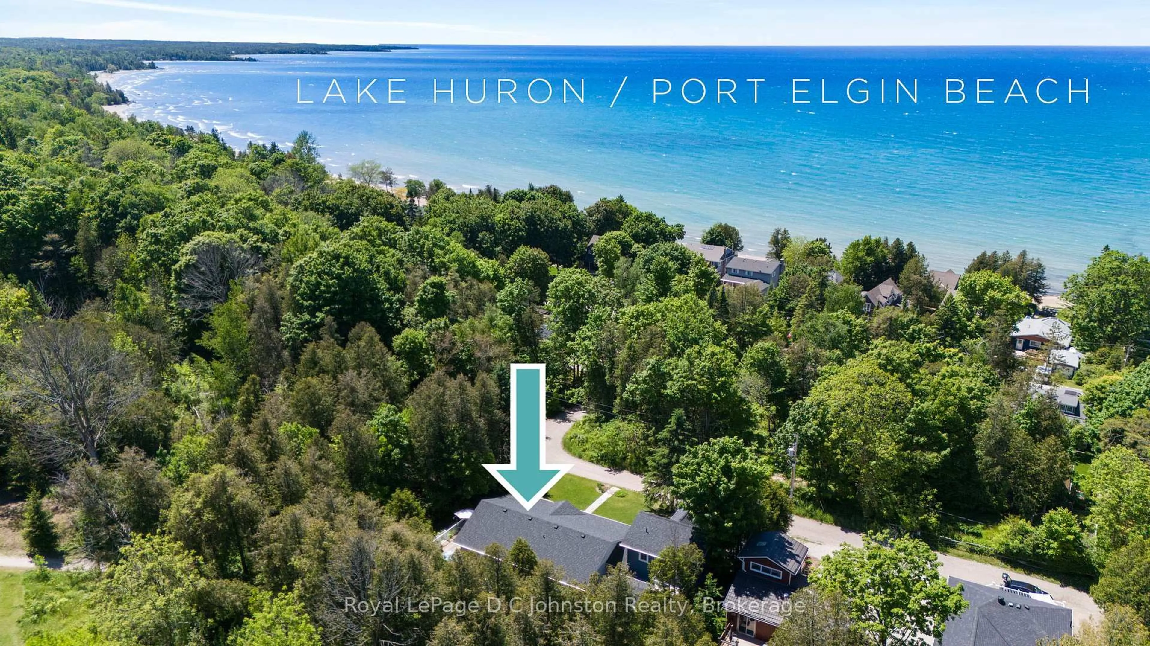 A pic from outside/outdoor area/front of a property/back of a property/a pic from drone, water/lake/river/ocean view for 10 Mitchell Lane, Saugeen Shores Ontario N0H 2C1