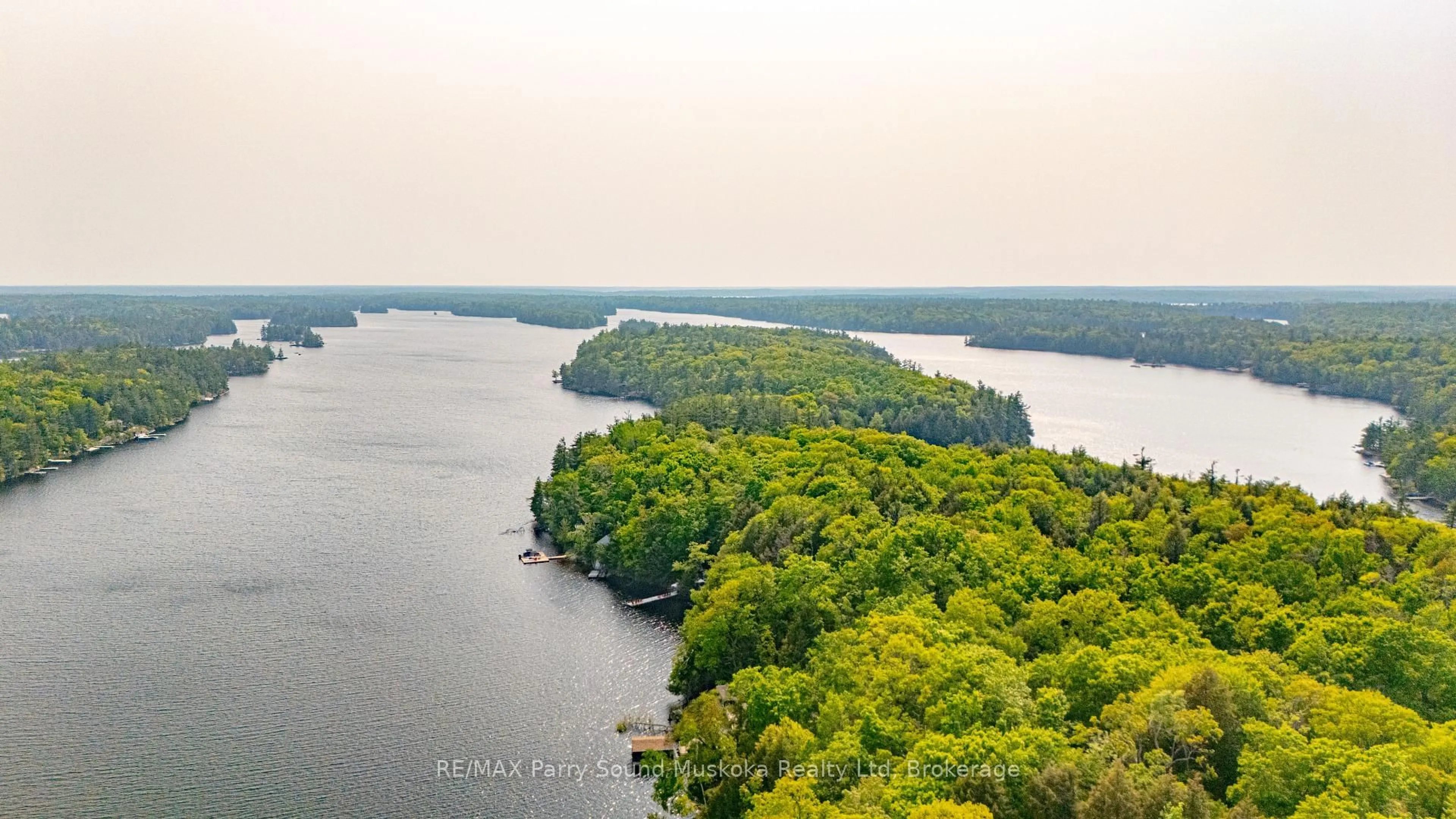 A pic from outside/outdoor area/front of a property/back of a property/a pic from drone, water/lake/river/ocean view for 362 Healey Lake, The Archipelago Ontario P0G 1C0