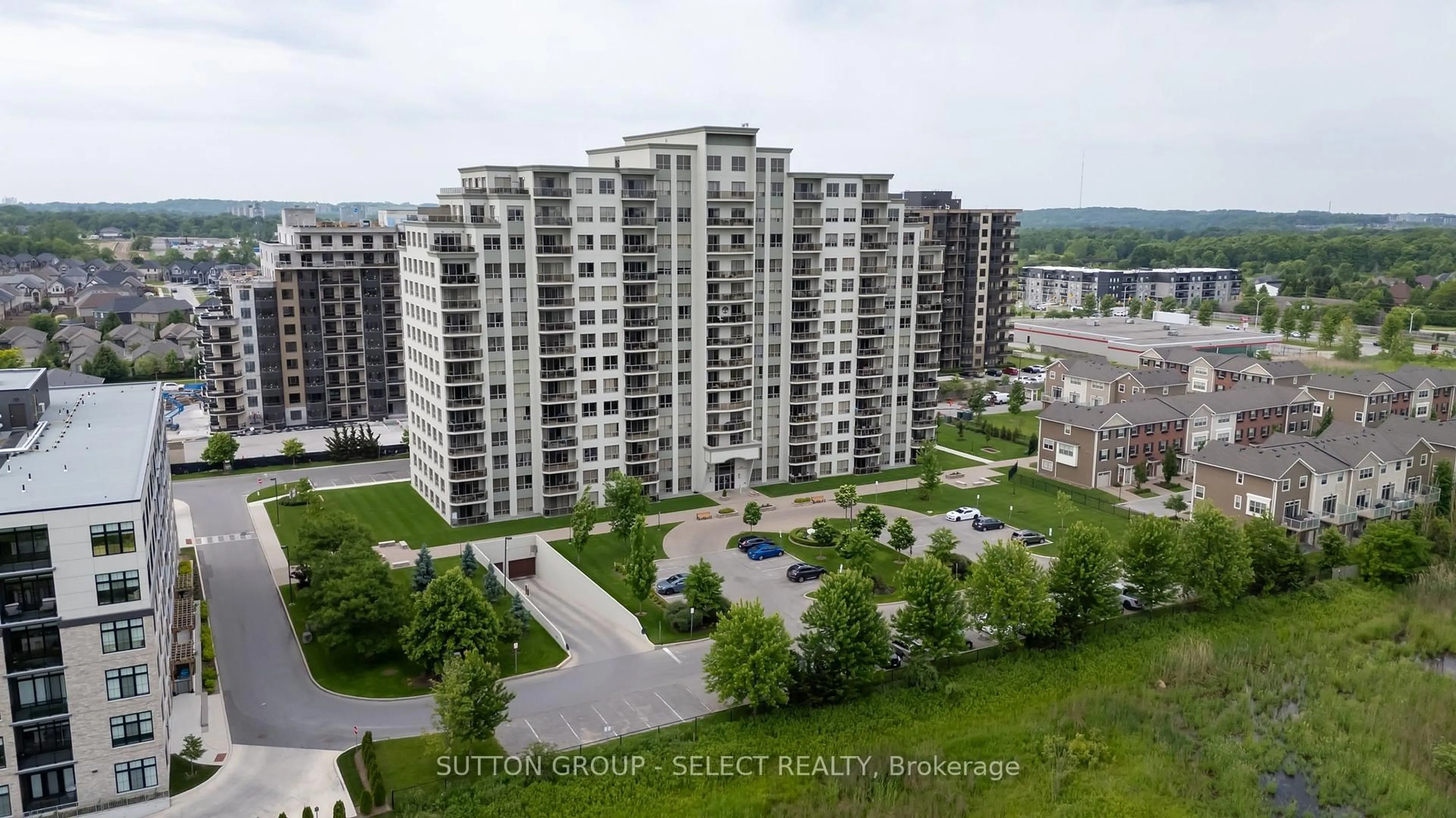 A pic from outside/outdoor area/front of a property/back of a property/a pic from drone, city buildings view from balcony for 1030 Coronation Dr #1105, London North Ontario N6G 0G5