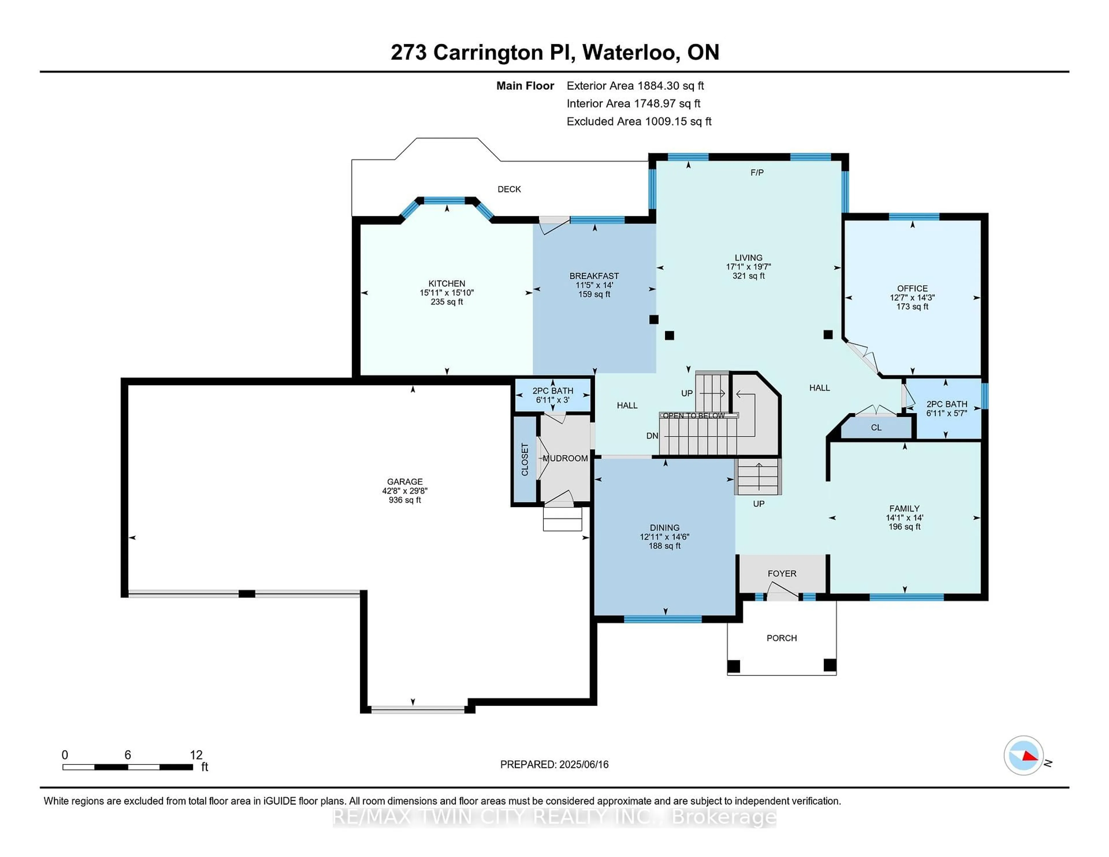 Floor plan for 273 Carrington Pl, Waterloo Ontario N2T 2L1
