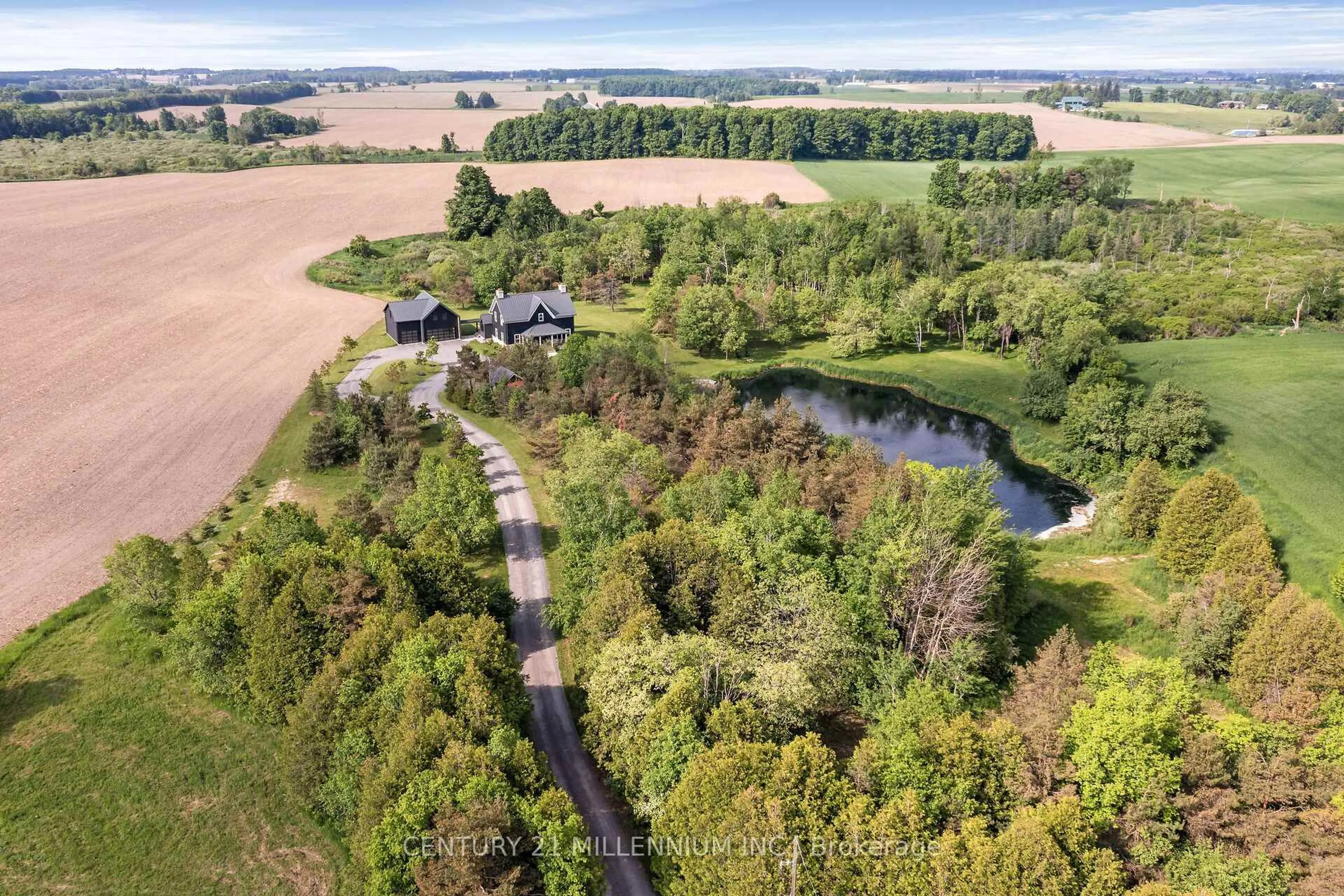 A pic from outside/outdoor area/front of a property/back of a property/a pic from drone, water/lake/river/ocean view for 311174 Sixteenth Line, East Garafraxa Ontario L9W 7C6
