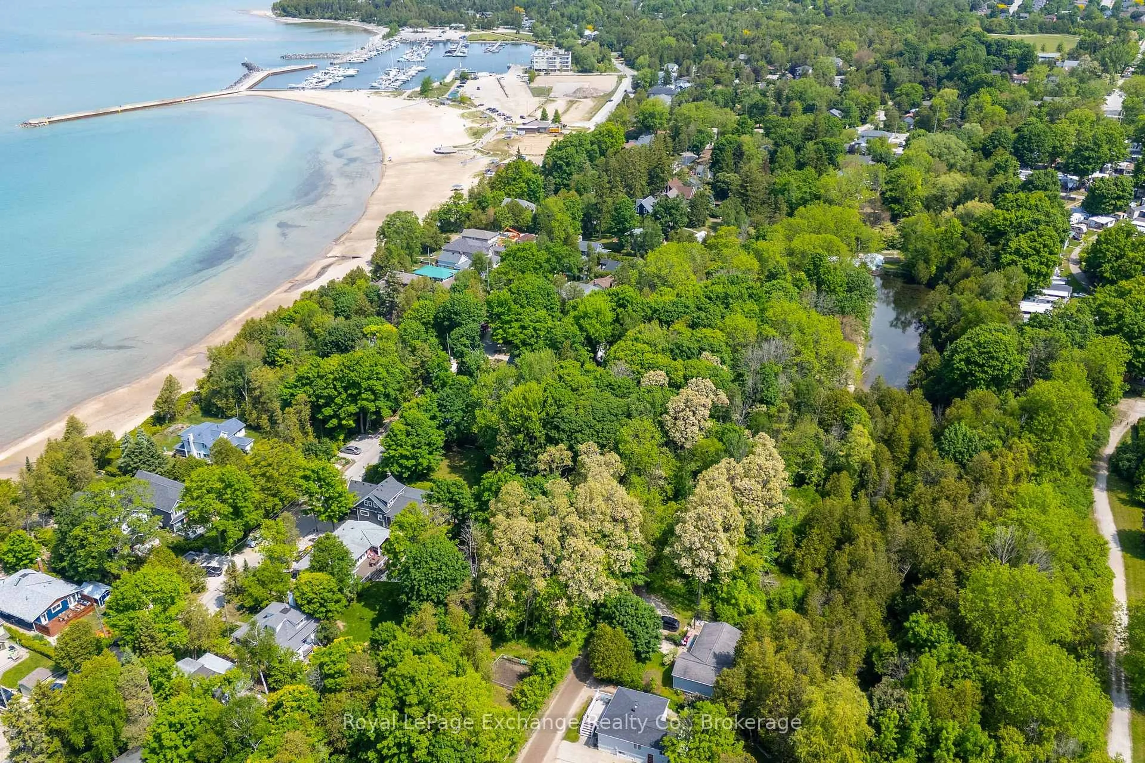 A pic from outside/outdoor area/front of a property/back of a property/a pic from drone, water/lake/river/ocean view for 14 Mitchell Lane, Saugeen Shores Ontario N0H 2C0