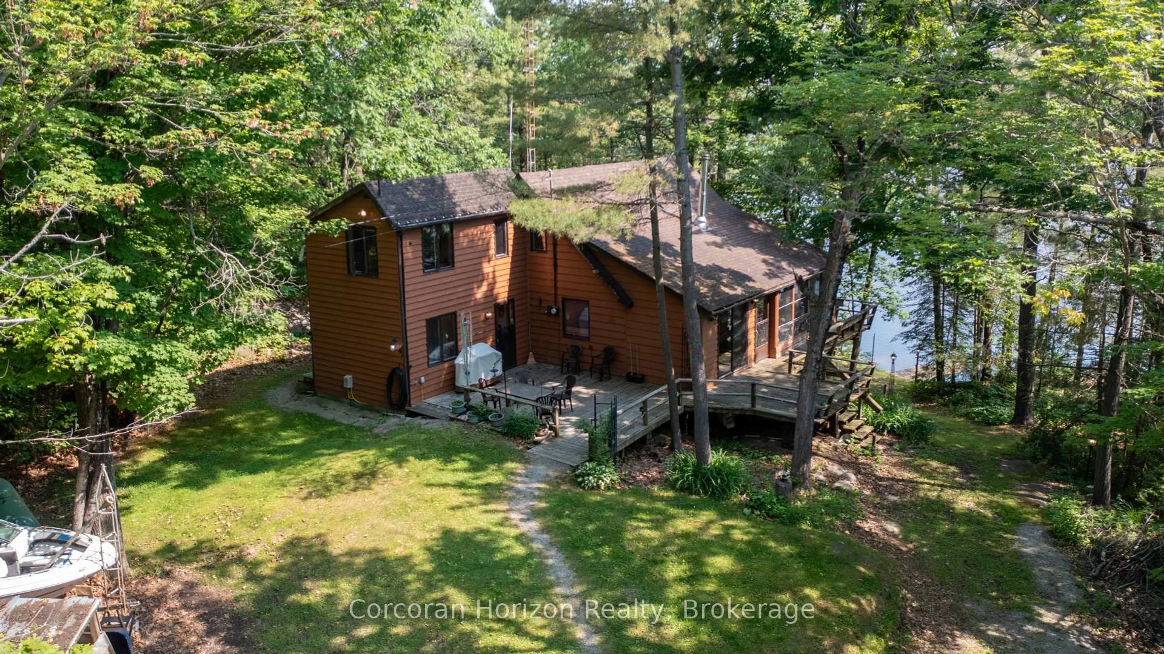 A pic from outside/outdoor area/front of a property/back of a property/a pic from drone, water/lake/river/ocean view for 395 Berwick Rd, Georgian Bay Ontario L0K 1S0