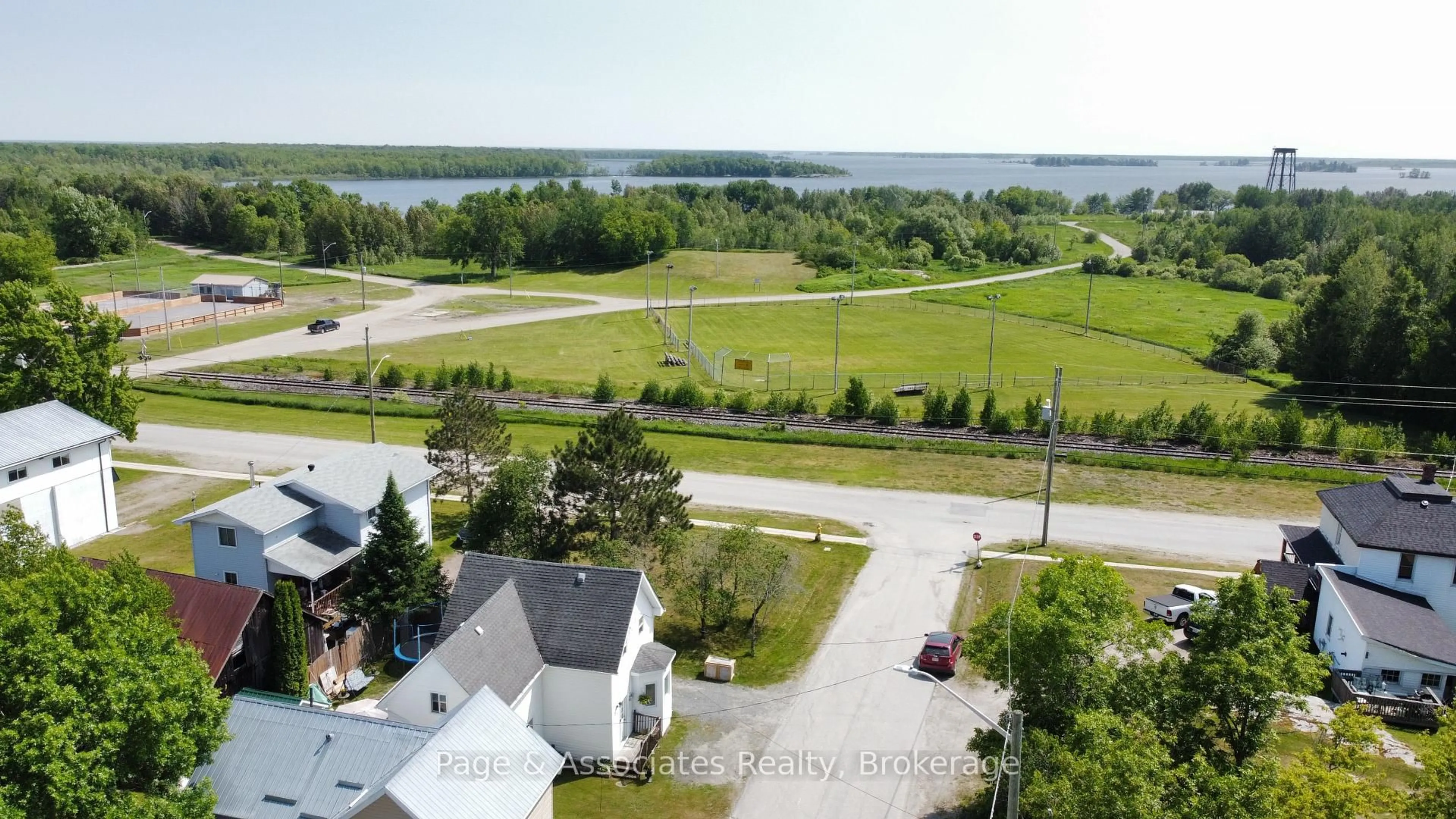 A pic from outside/outdoor area/front of a property/back of a property/a pic from drone, water/lake/river/ocean view for 3 Gordon St, West Nipissing Ontario P0H 1G0