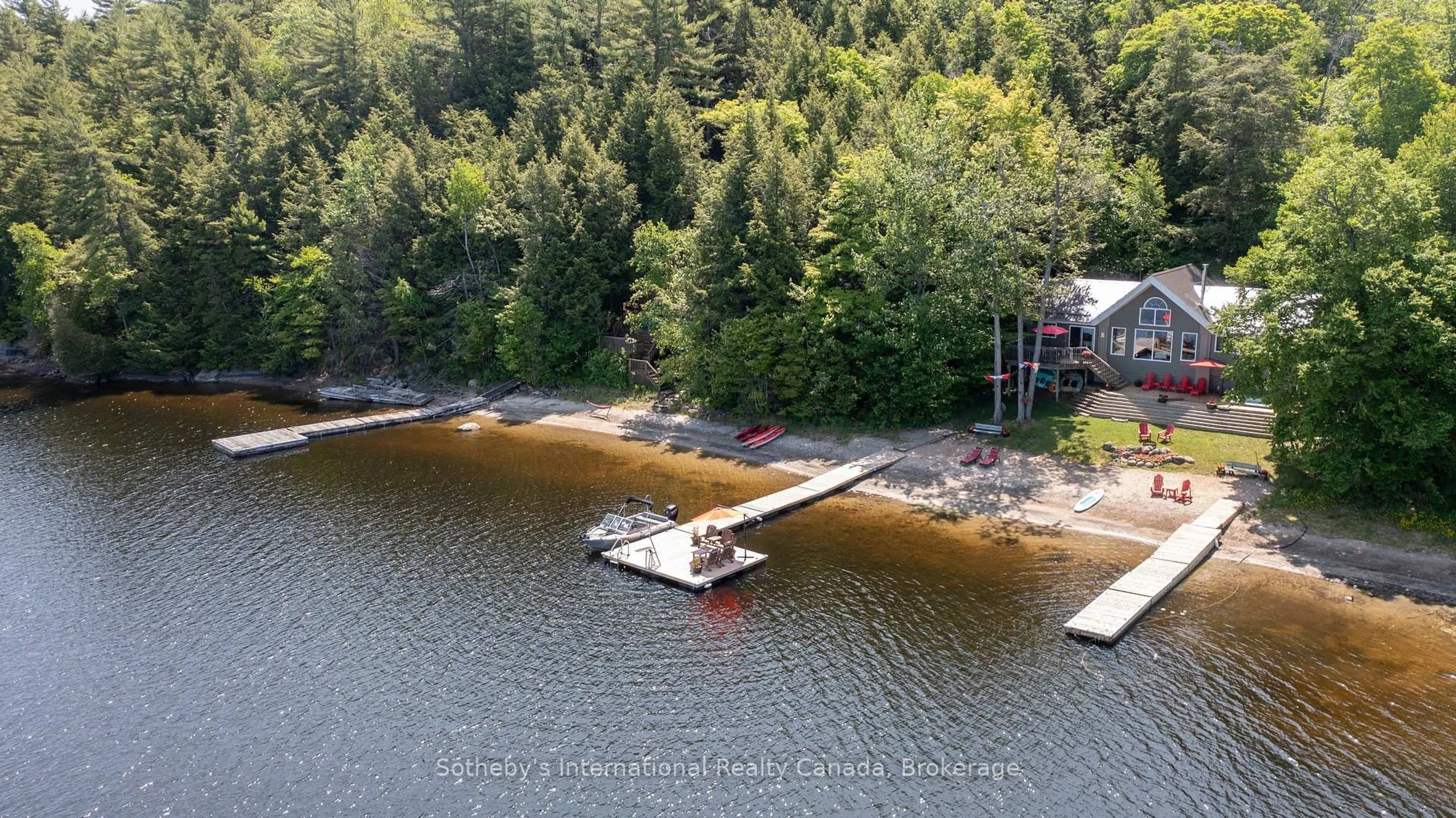 A pic from outside/outdoor area/front of a property/back of a property/a pic from drone, water/lake/river/ocean view for 71 Isabella (B717) Island, The Archipelago Ontario P2A 2W8