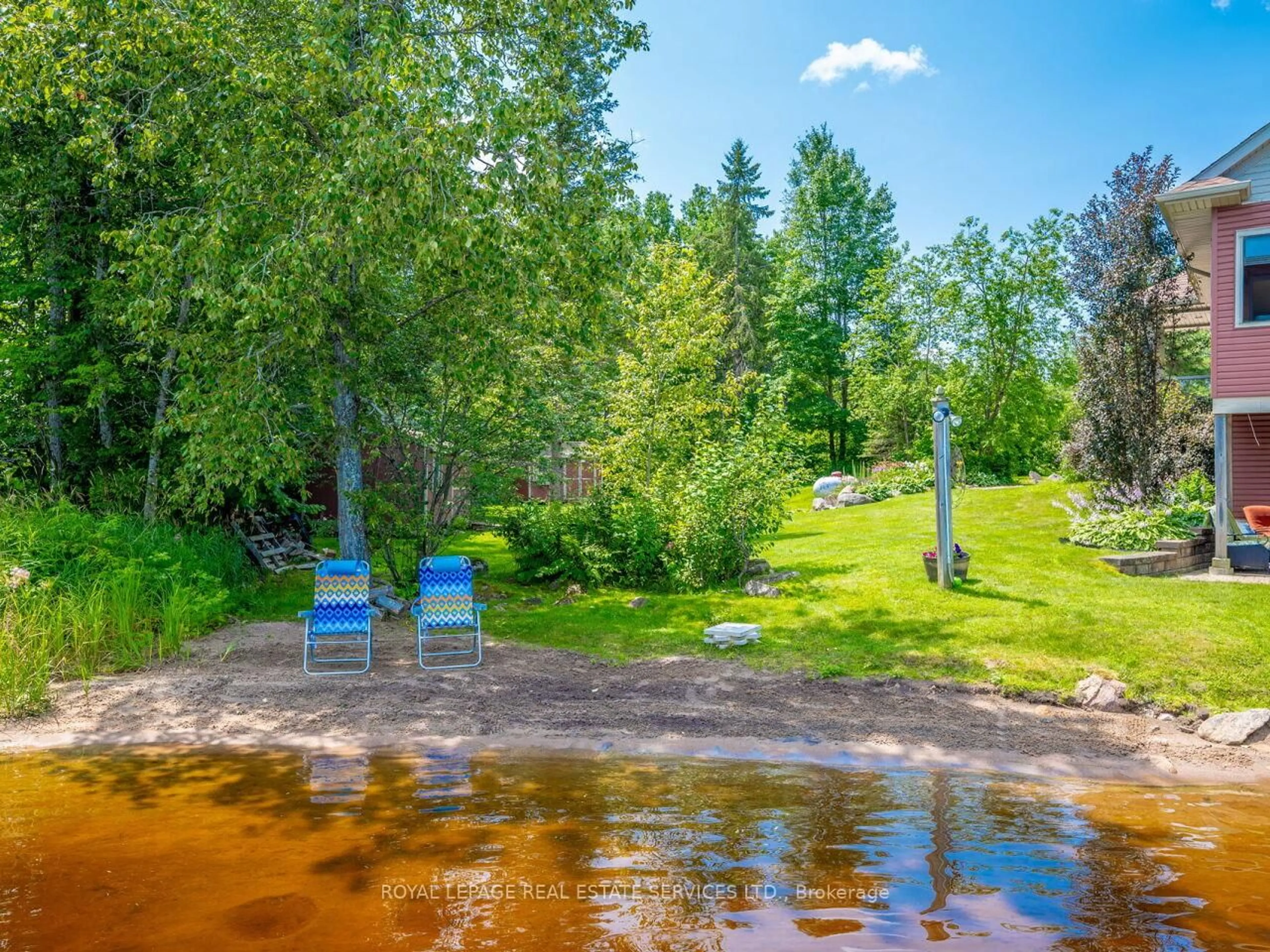 A pic from outside/outdoor area/front of a property/back of a property/a pic from drone, water/lake/river/ocean view for 114 Islandview Lane, Chisholm Ontario P0H 1Z0