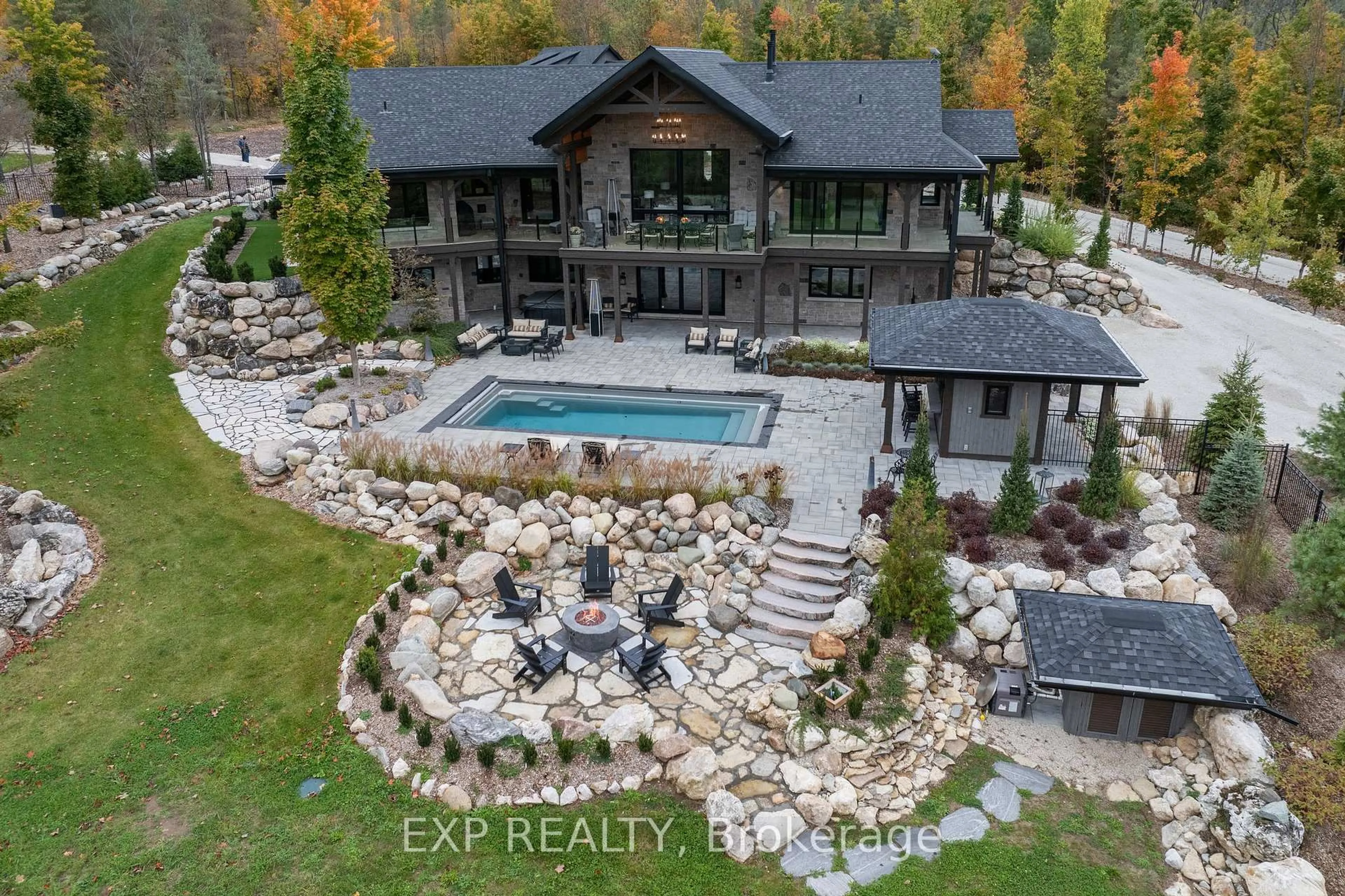 A pic from outside/outdoor area/front of a property/back of a property/a pic from drone, water/lake/river/ocean view for 195718 Grey 7 Rd, Grey Highlands Ontario N0C 1G0