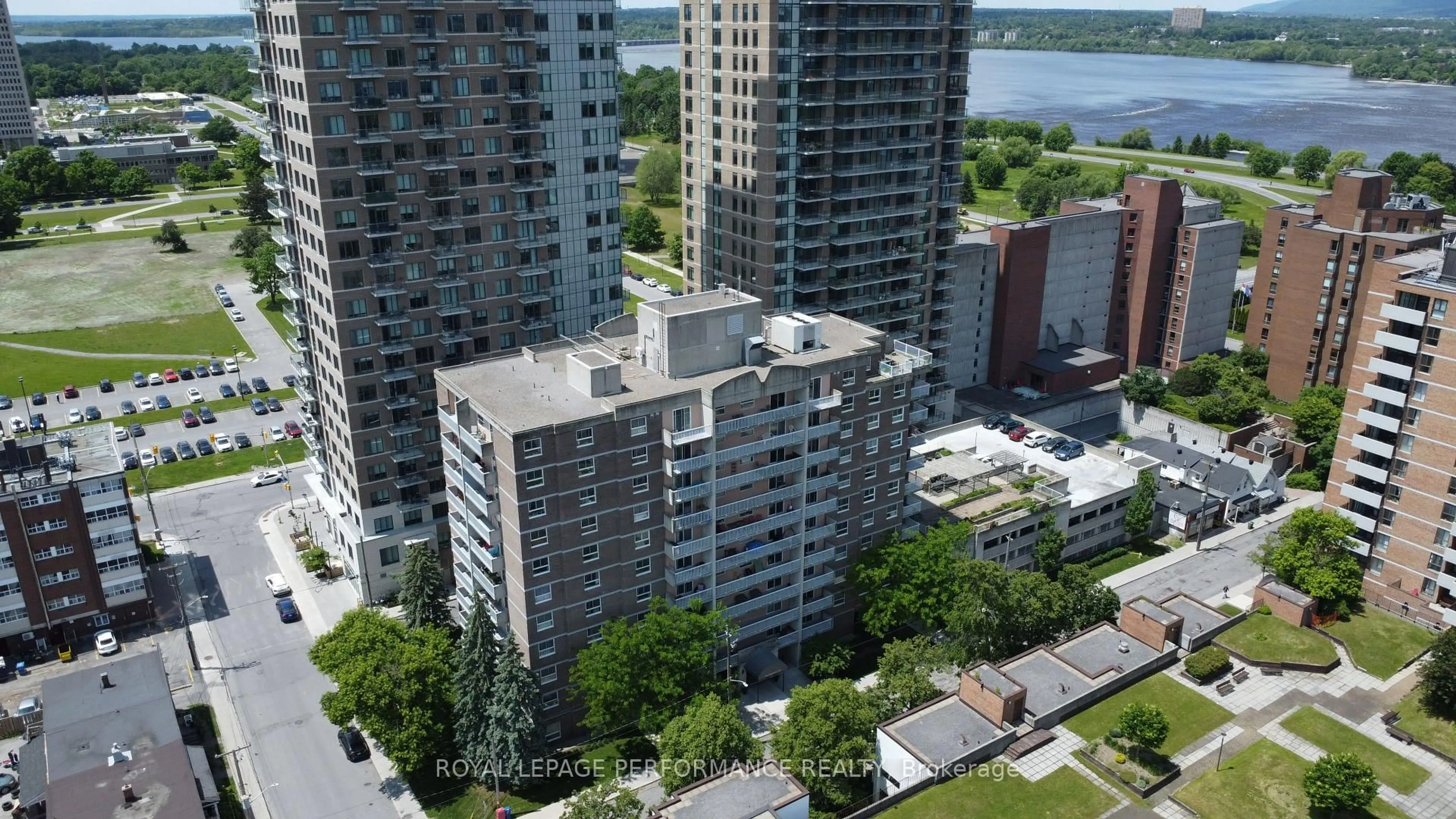 A pic from outside/outdoor area/front of a property/back of a property/a pic from drone, city buildings view from balcony for 110 Forward Ave #501, Ottawa Ontario K1Y 4S9