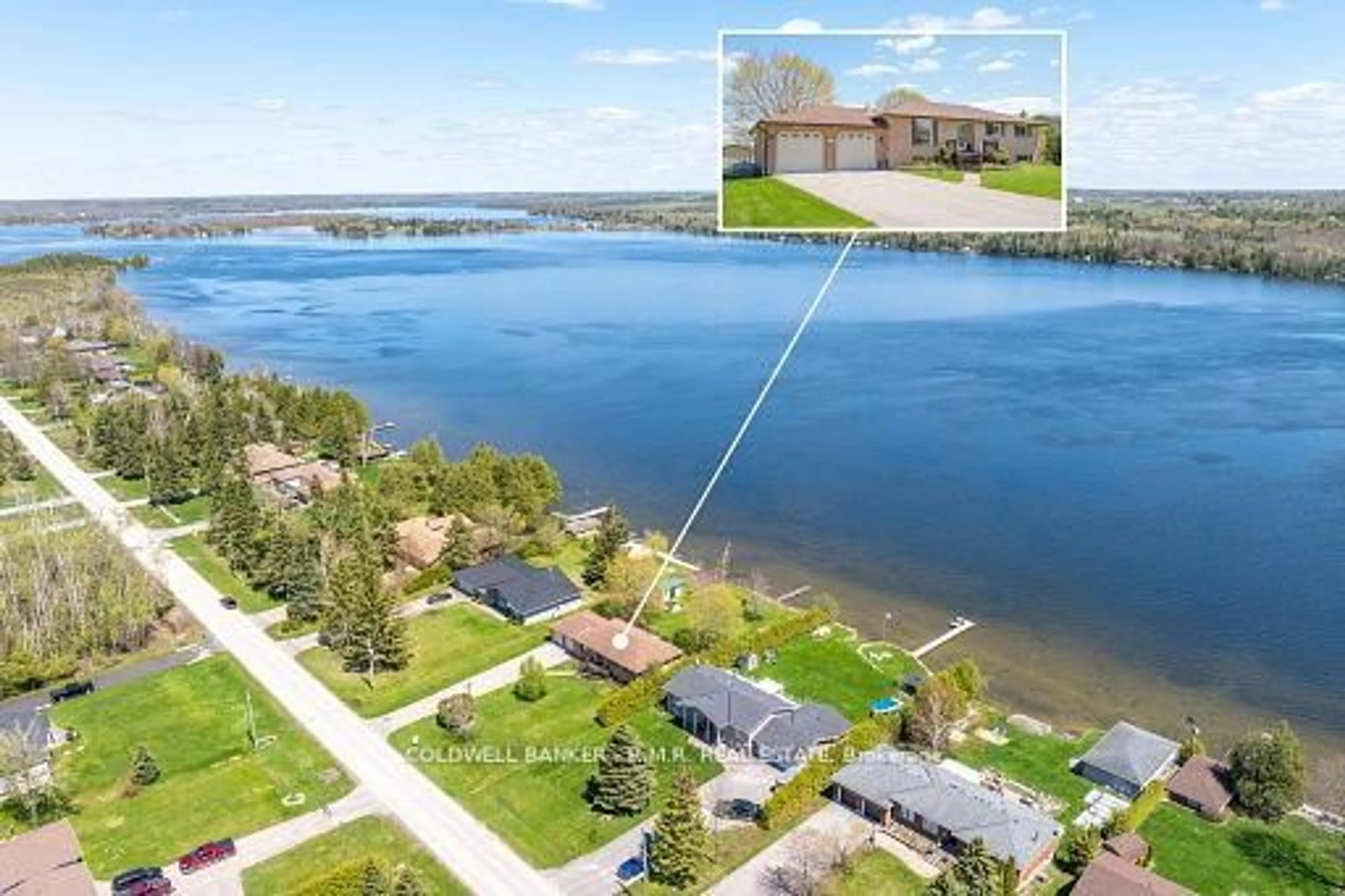 A pic from outside/outdoor area/front of a property/back of a property/a pic from drone, water/lake/river/ocean view for 84 Pinewood Blvd, Kawartha Lakes Ontario K0M 2T0