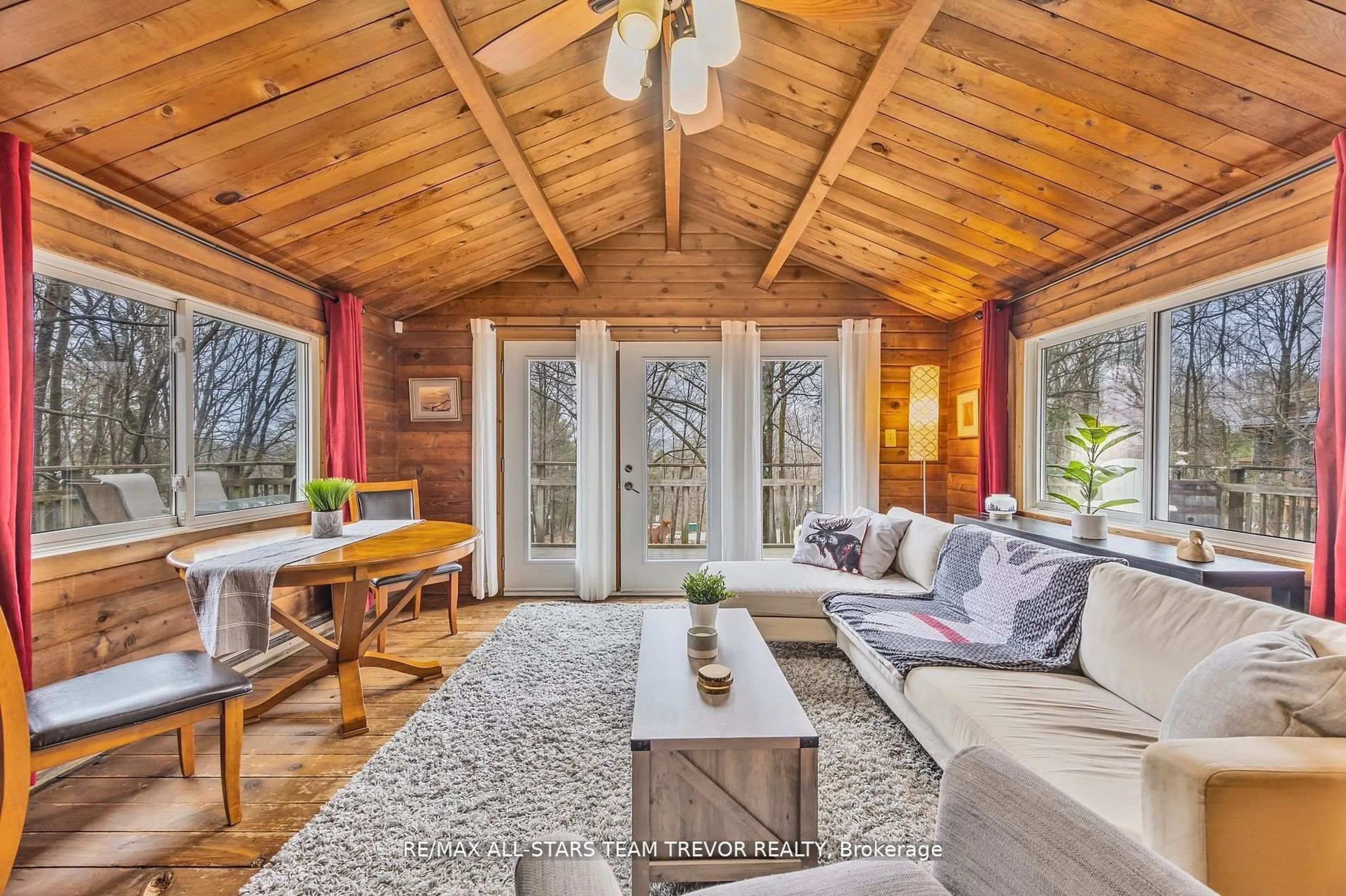 Living room with furniture, wood/laminate floor for 143 Chalet Cres, Huntsville Ontario P1H 1A8