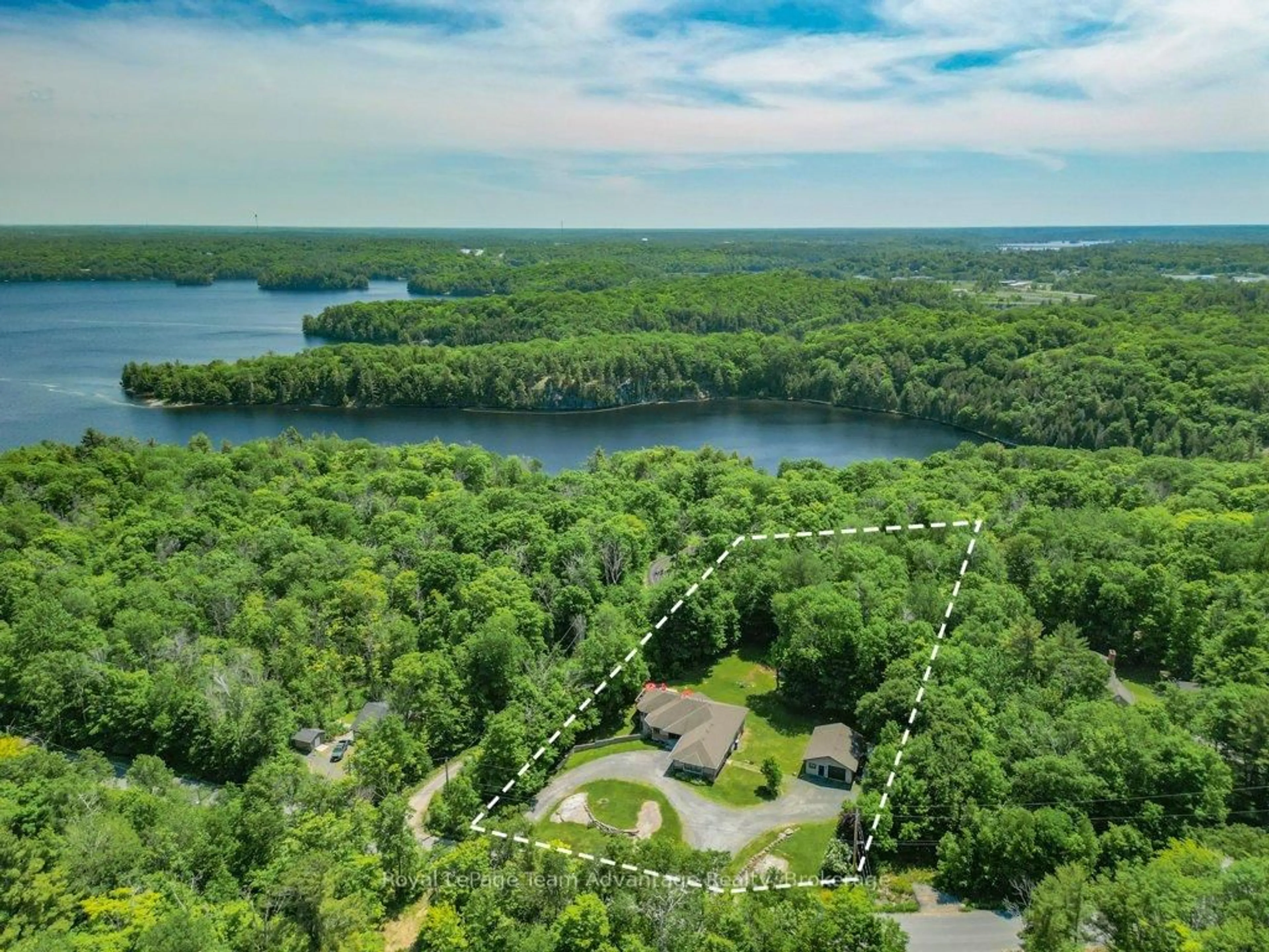 A pic from outside/outdoor area/front of a property/back of a property/a pic from drone, water/lake/river/ocean view for 13 Limbert Rd, McDougall Ontario P2A 2W9