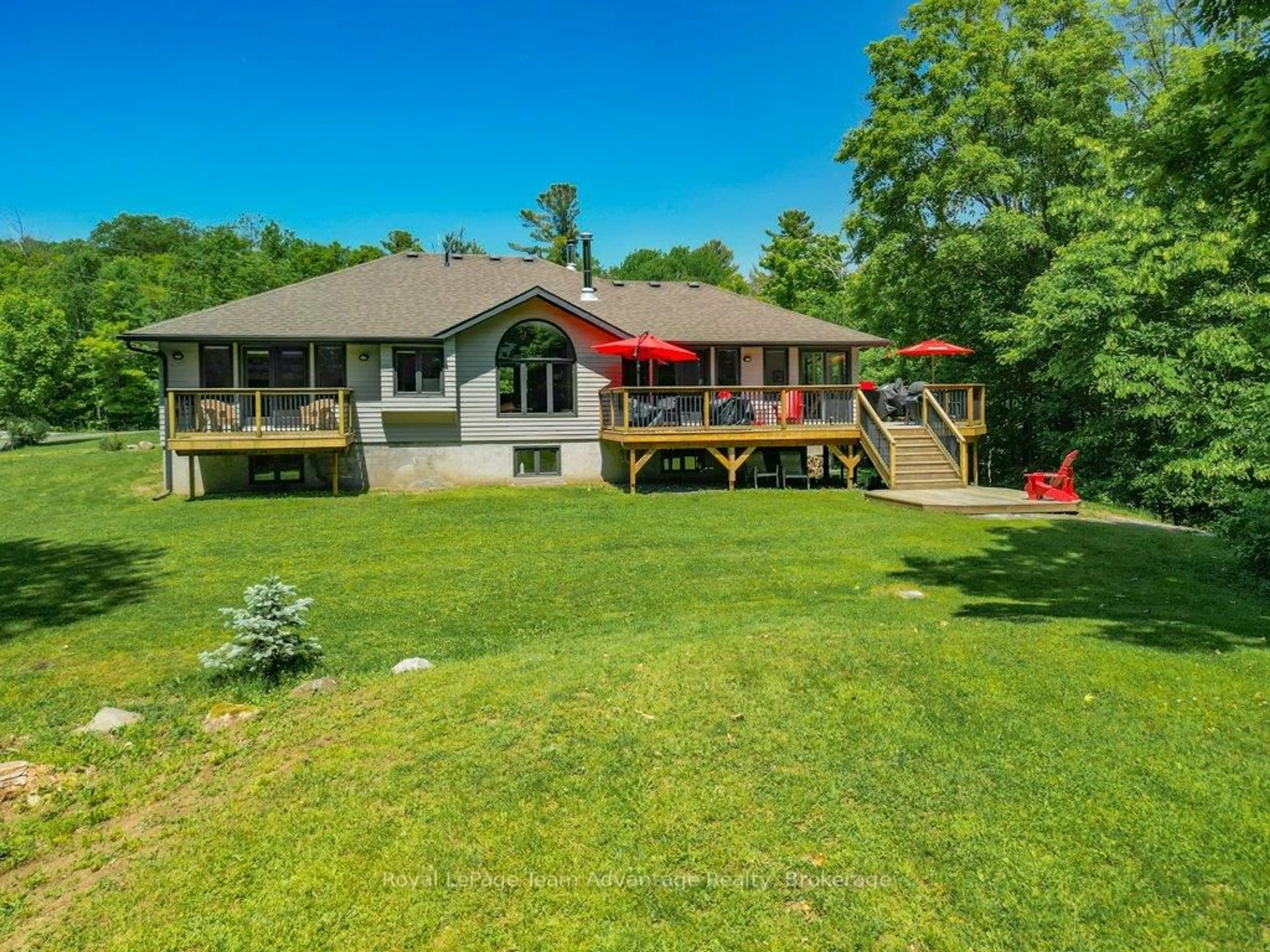 A pic from outside/outdoor area/front of a property/back of a property/a pic from drone, water/lake/river/ocean view for 13 Limbert Rd, McDougall Ontario P2A 2W9