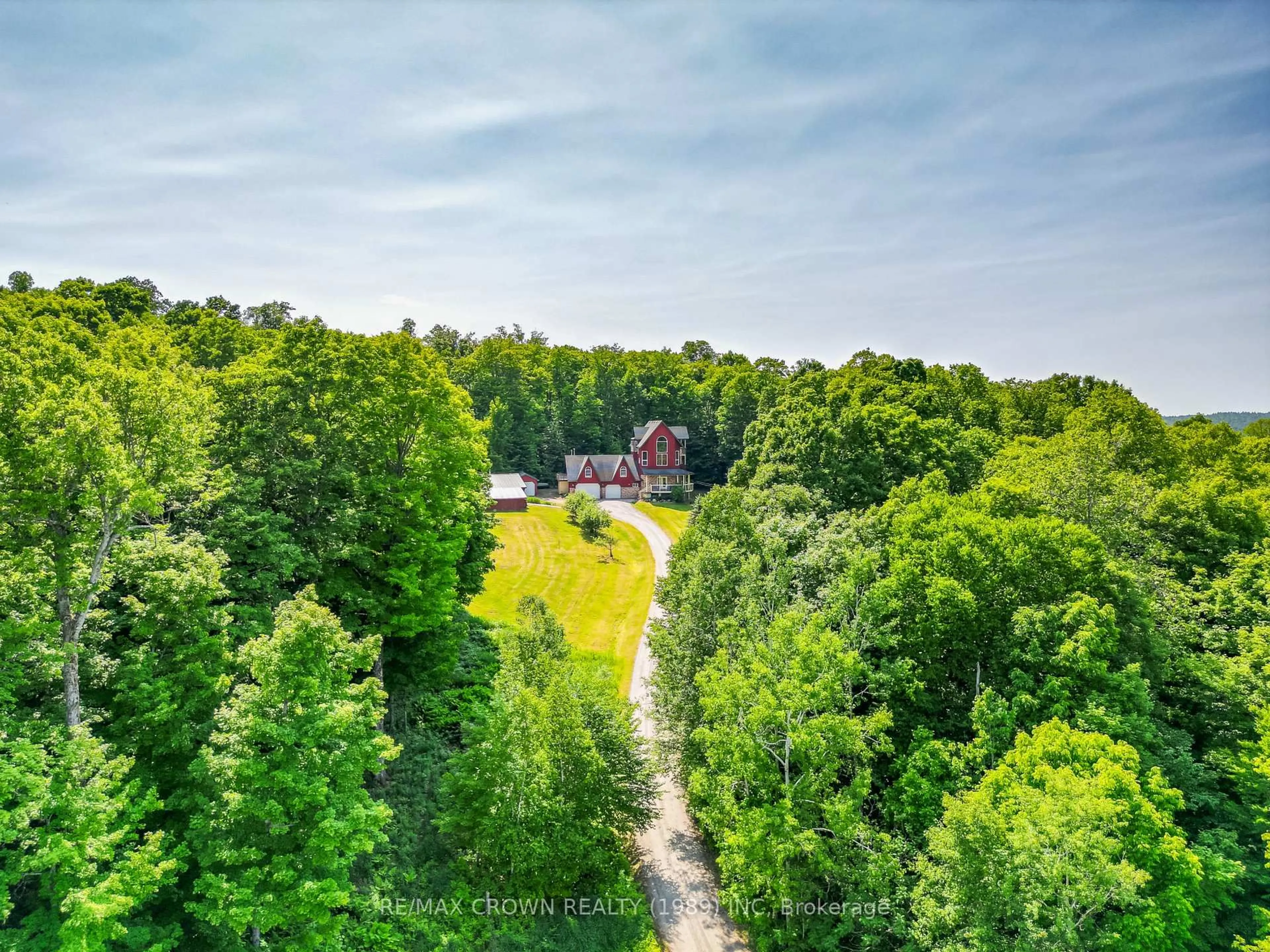 A pic from outside/outdoor area/front of a property/back of a property/a pic from drone, forest/trees view for 389 South River Rd, Nipissing Ontario P0H 1H0
