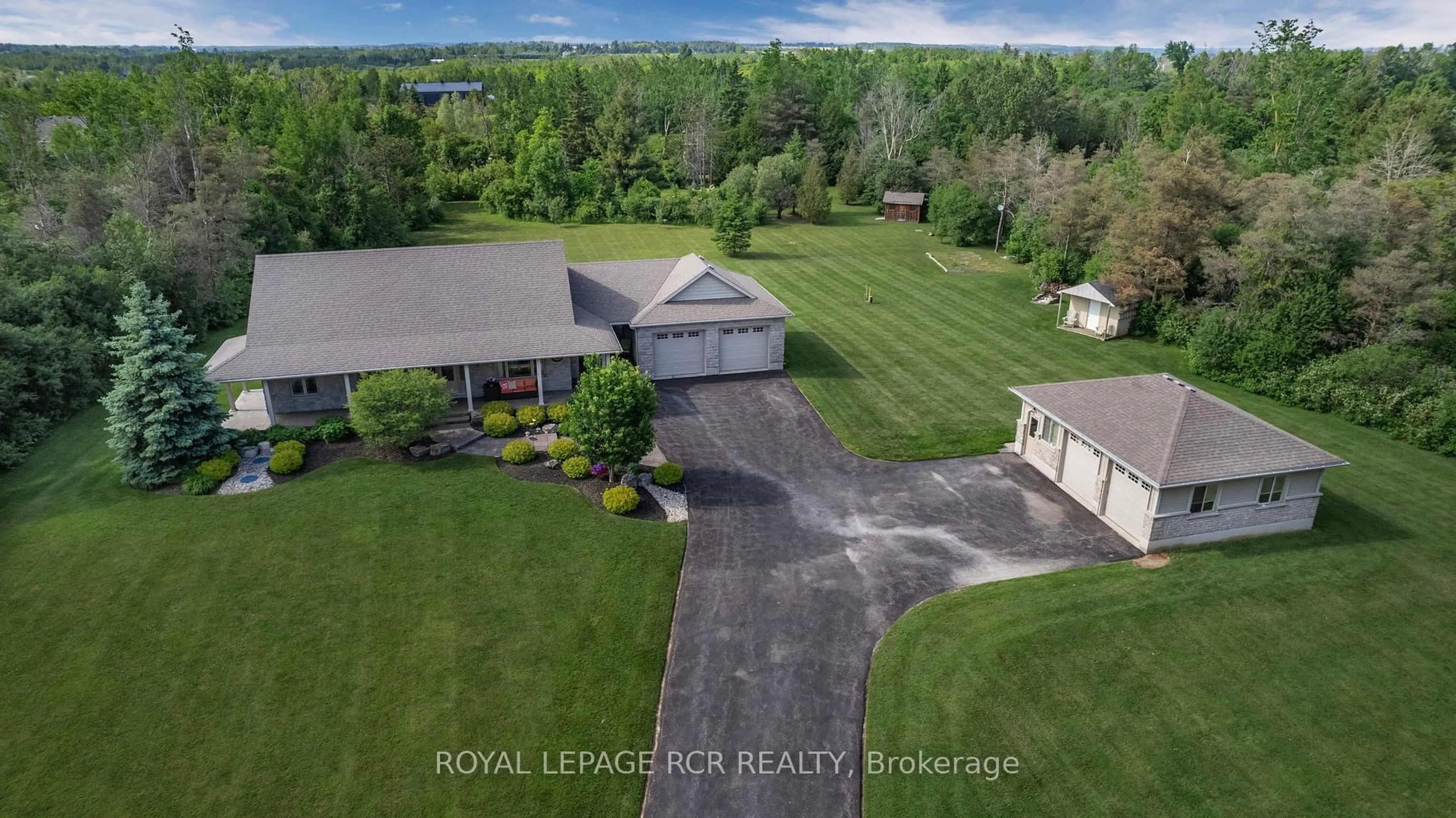 A pic from outside/outdoor area/front of a property/back of a property/a pic from drone, water/lake/river/ocean view for 245327 5th Sdrd, Amaranth Ontario L9W 0W9
