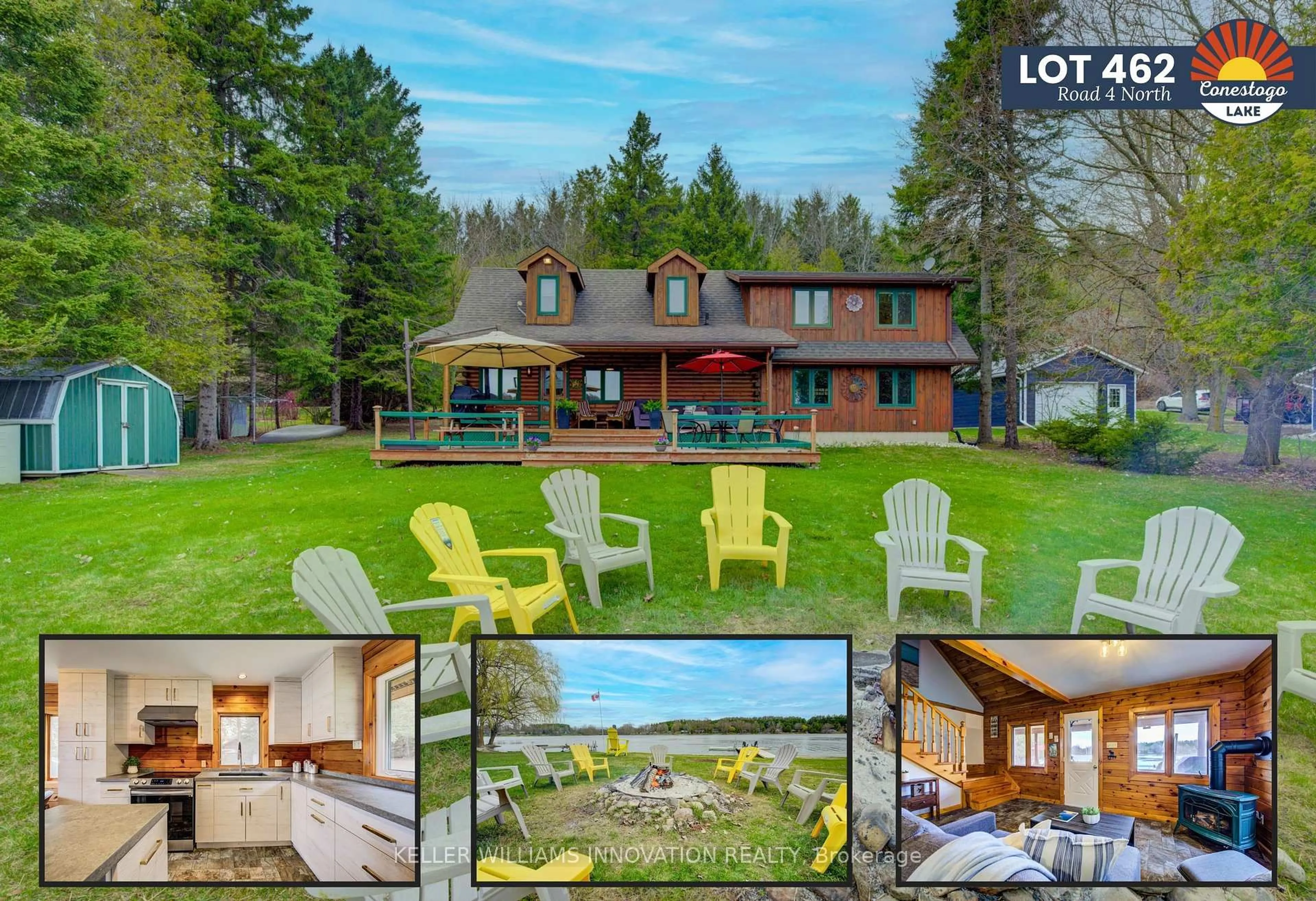 A pic from outside/outdoor area/front of a property/back of a property/a pic from drone, water/lake/river/ocean view for 462 Road 4 North, Mapleton Ontario N0G 1P0