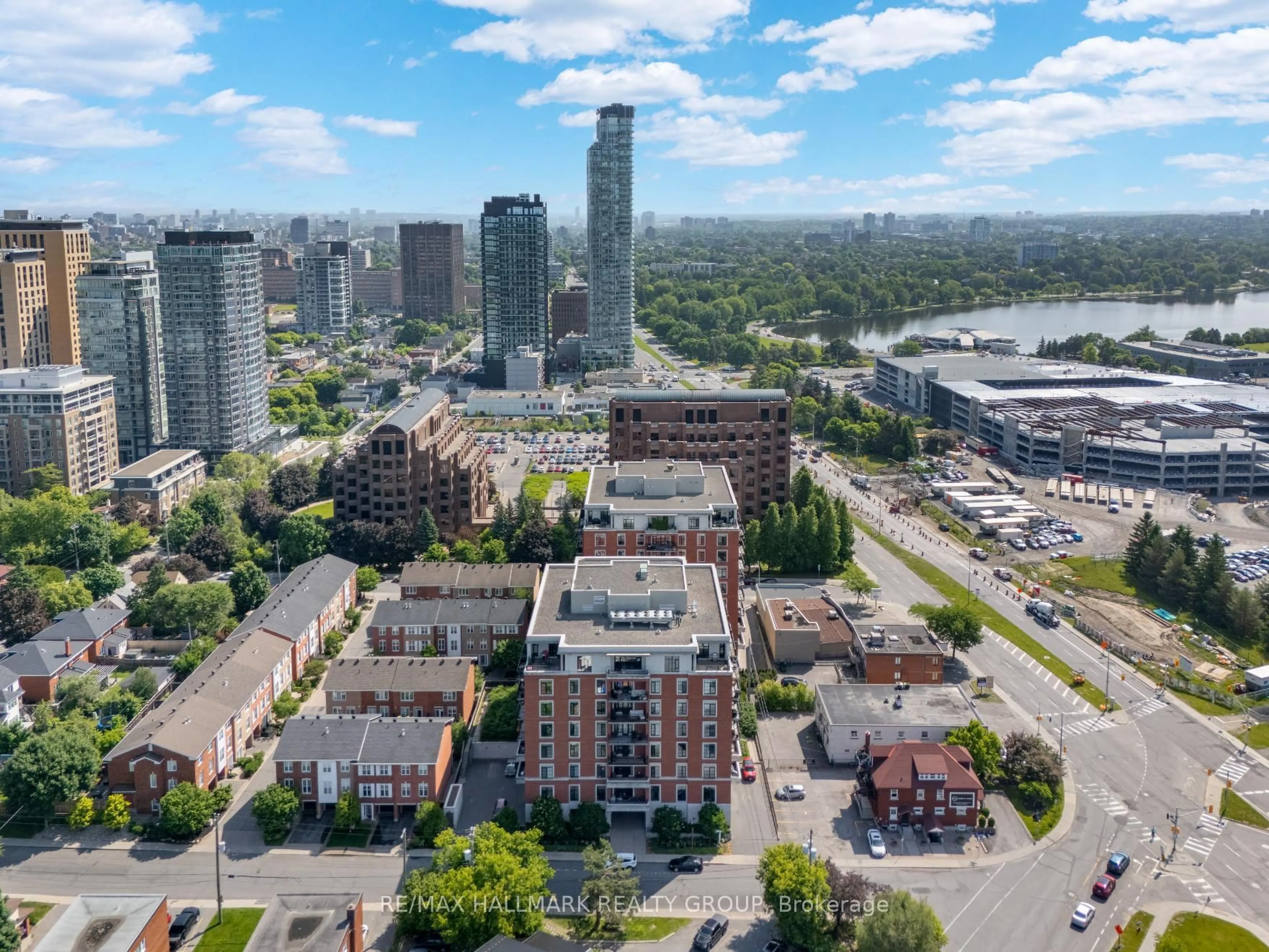 A pic from outside/outdoor area/front of a property/back of a property/a pic from drone, city buildings view from balcony for 327 Breezehill Ave #604, Ottawa Ontario K1Y 1R6