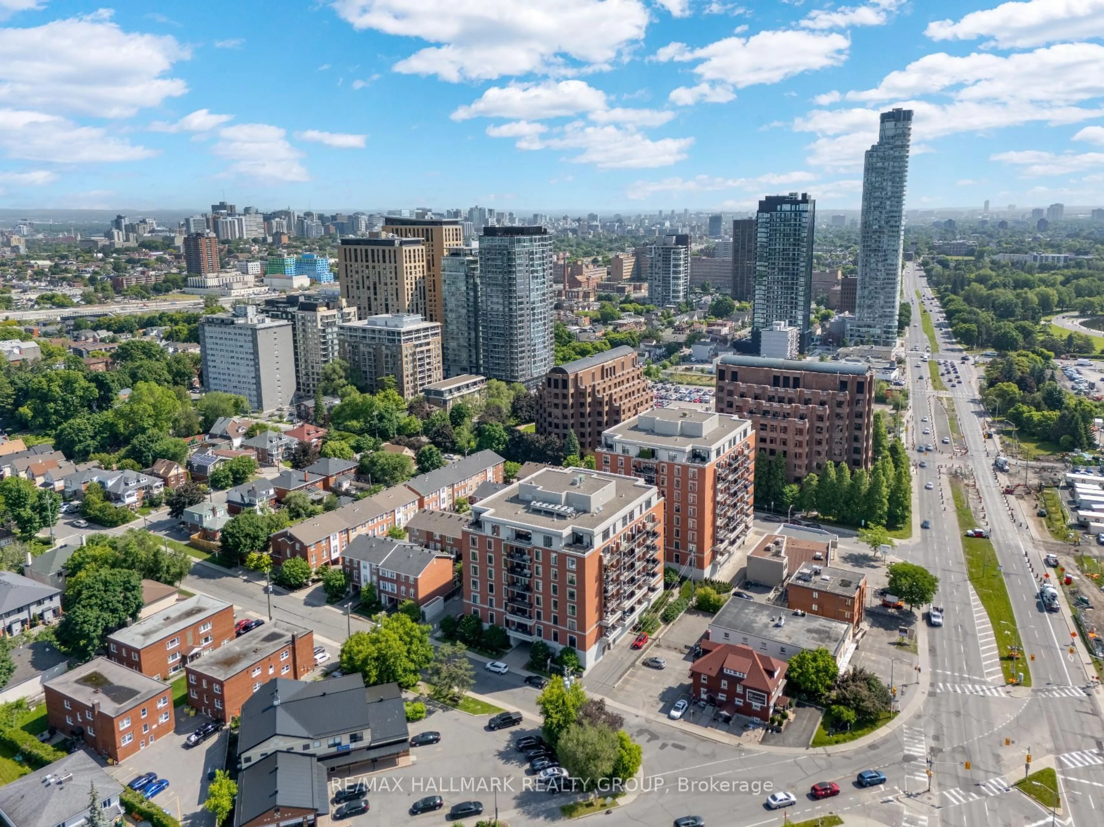 A pic from outside/outdoor area/front of a property/back of a property/a pic from drone, city buildings view from balcony for 327 Breezehill Ave #604, Ottawa Ontario K1Y 1R6