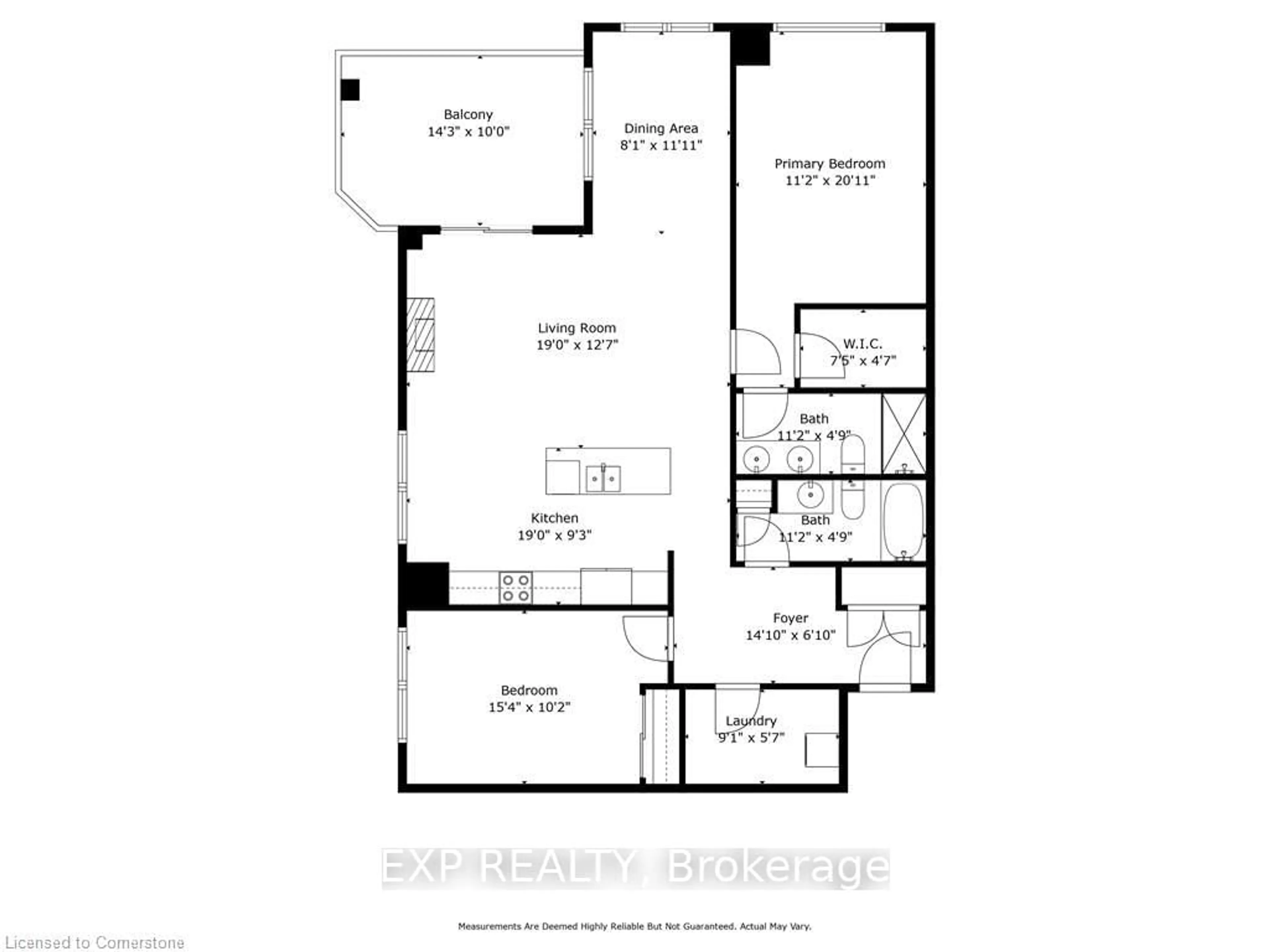 Floor plan for 539 Belmont Ave #808, Kitchener Ontario N2M 0A2