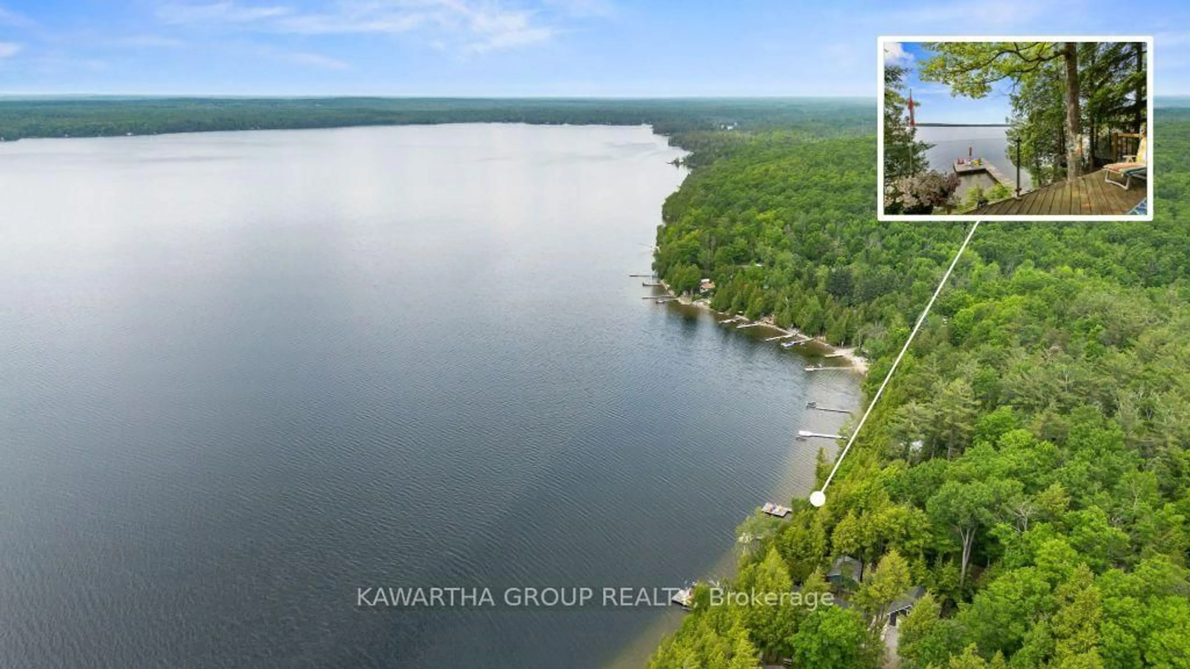 A pic from outside/outdoor area/front of a property/back of a property/a pic from drone, water/lake/river/ocean view for 20 Birch Glen Dr, Kawartha Lakes Ontario K0M 1C0