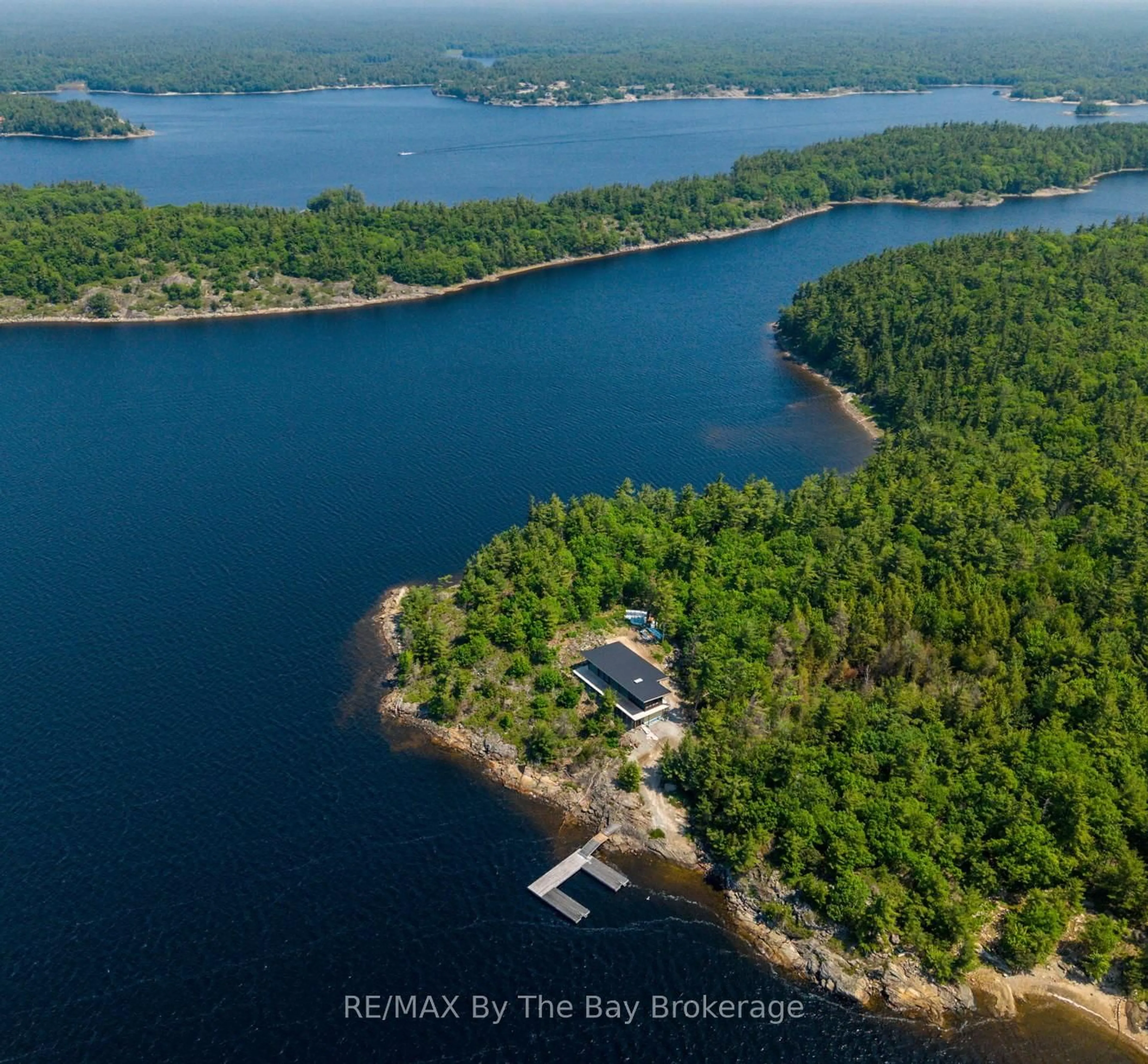 A pic from outside/outdoor area/front of a property/back of a property/a pic from drone, water/lake/river/ocean view for 11324 Island 1810/Bone Island, Georgian Bay Ontario L0K 1S0