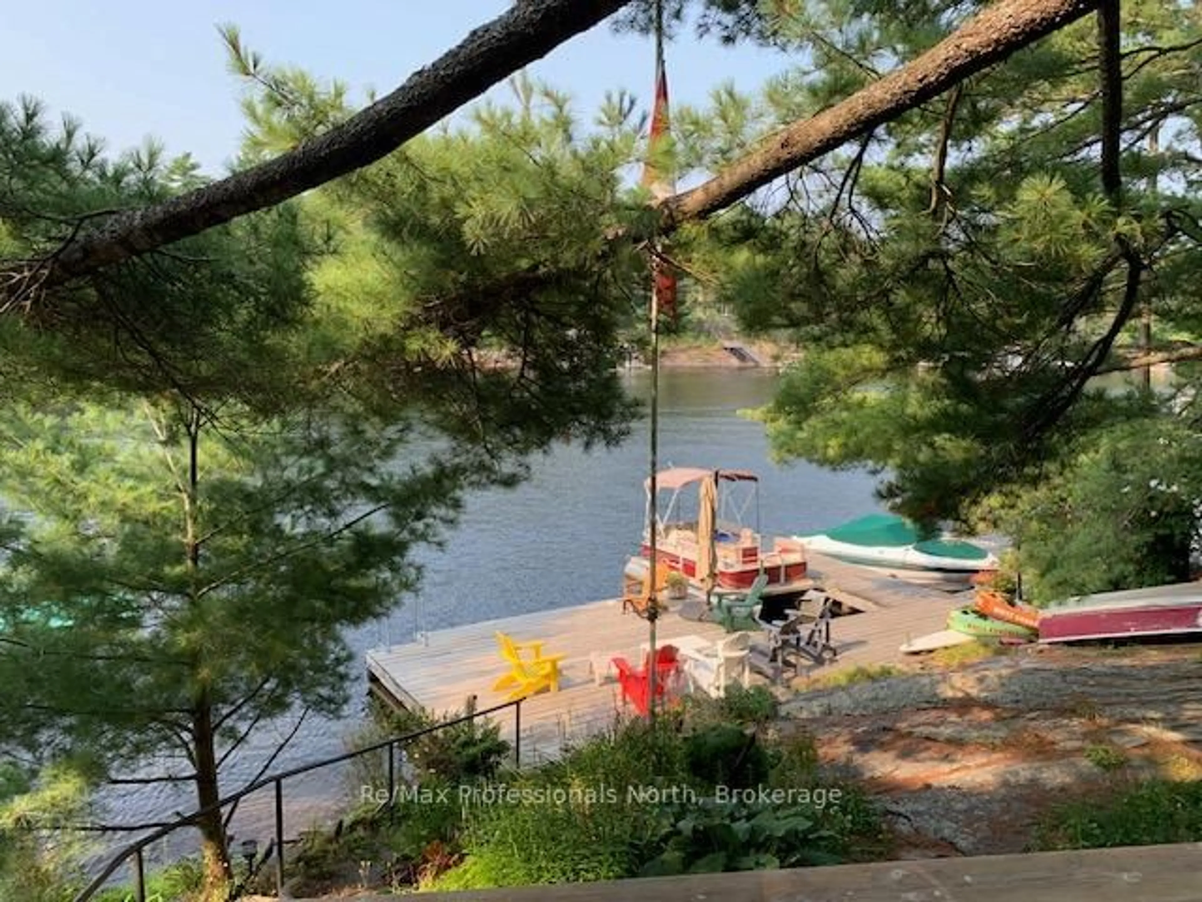 Patio, water/lake/river/ocean view for 61 Island 26LM Island, Gravenhurst Ontario P1P 1R2
