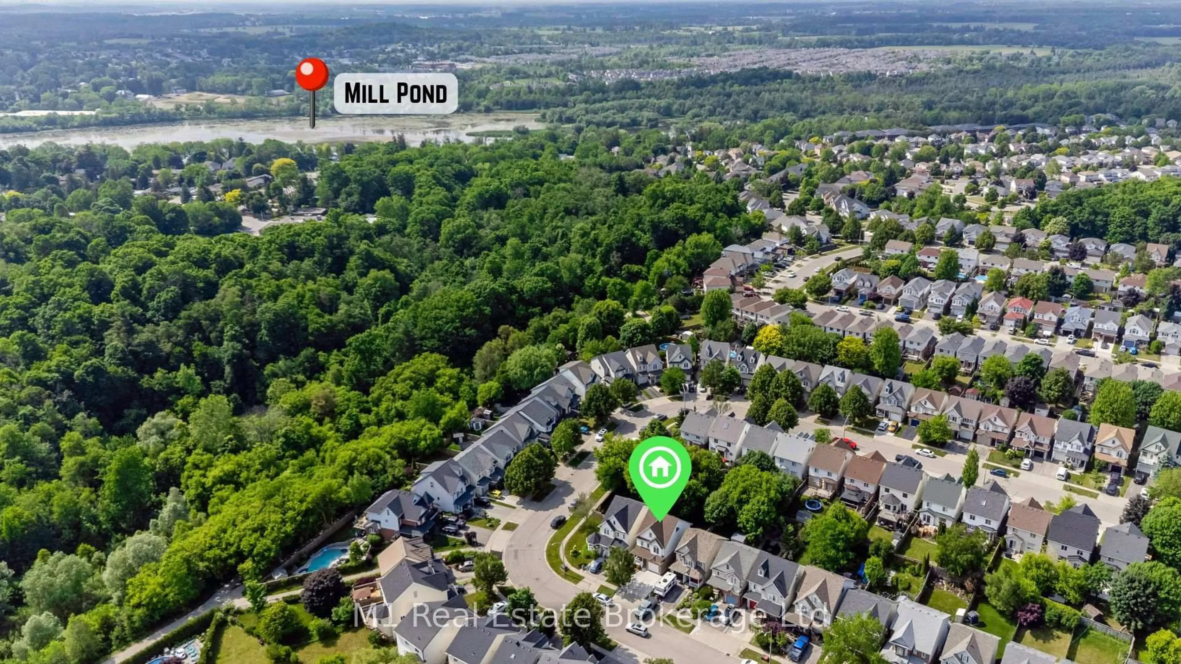 A pic from outside/outdoor area/front of a property/back of a property/a pic from drone, city buildings view from balcony for 125 Marcy Cres, Cambridge Ontario N3C 4H6