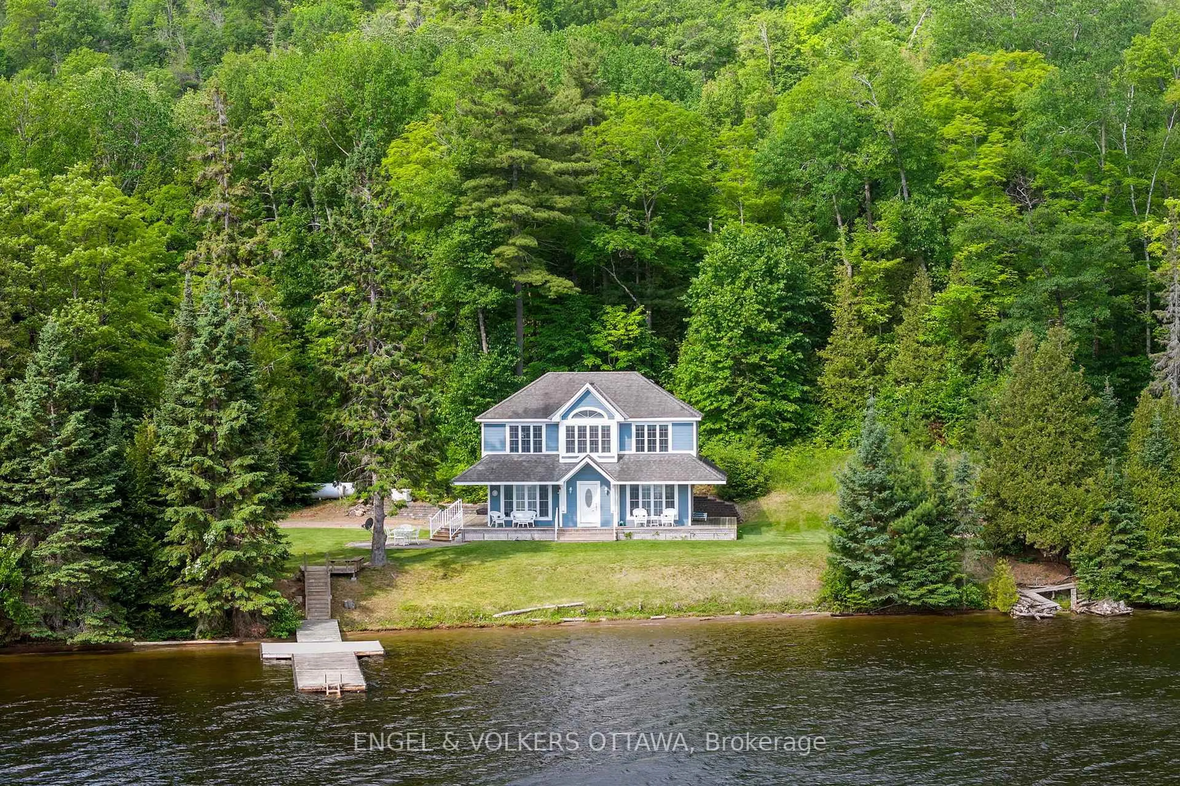 A pic from outside/outdoor area/front of a property/back of a property/a pic from drone, water/lake/river/ocean view for 541 Morglan Lane, Calabogie Ontario K0J 1H0